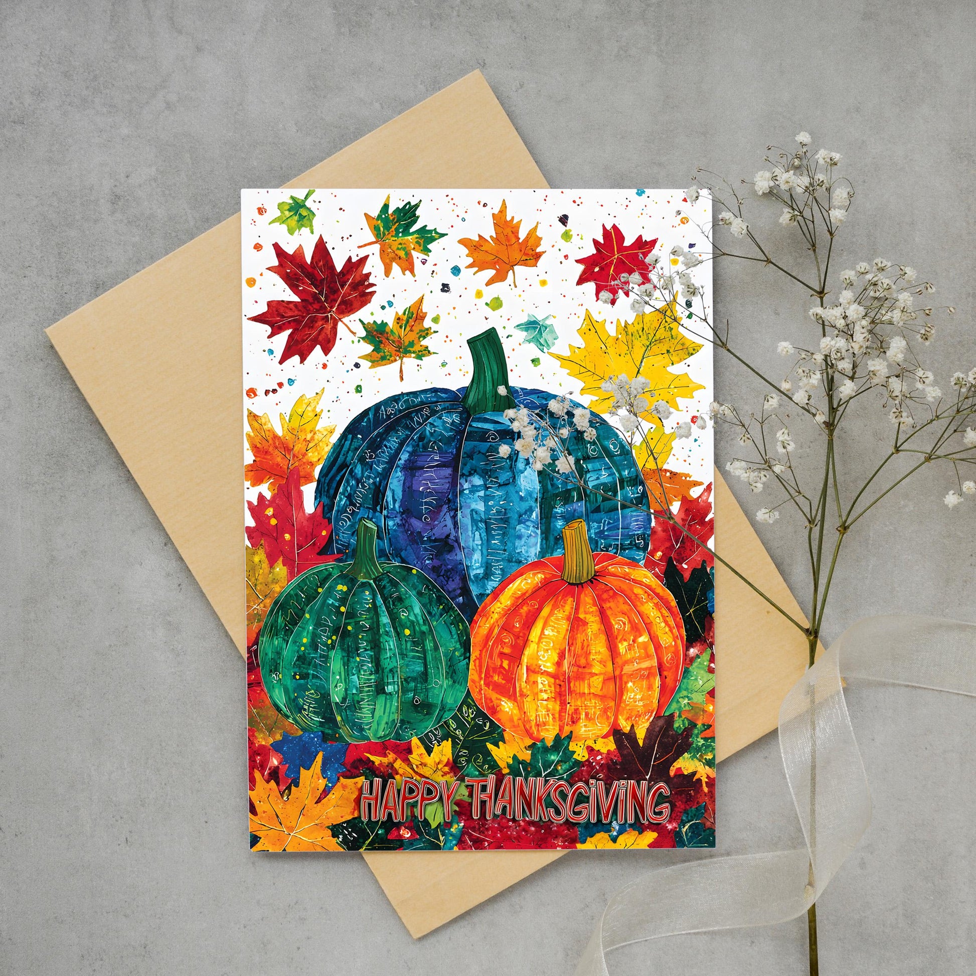 Modern Thanksgiving Digital Download - George Miller&#39;s Artistic Fall Pumpkins and Leaves