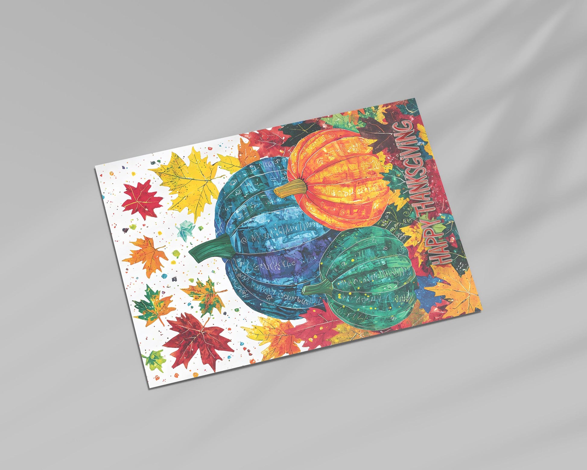 Modern Thanksgiving Digital Download - George Miller&#39;s Artistic Fall Pumpkins and Leaves