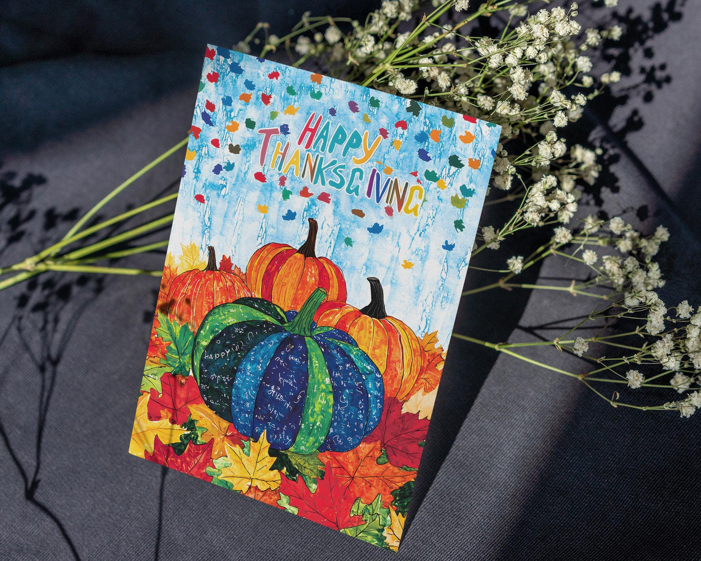 Colorful Pumpkin Thanksgiving Card - Digital Download by George Miller