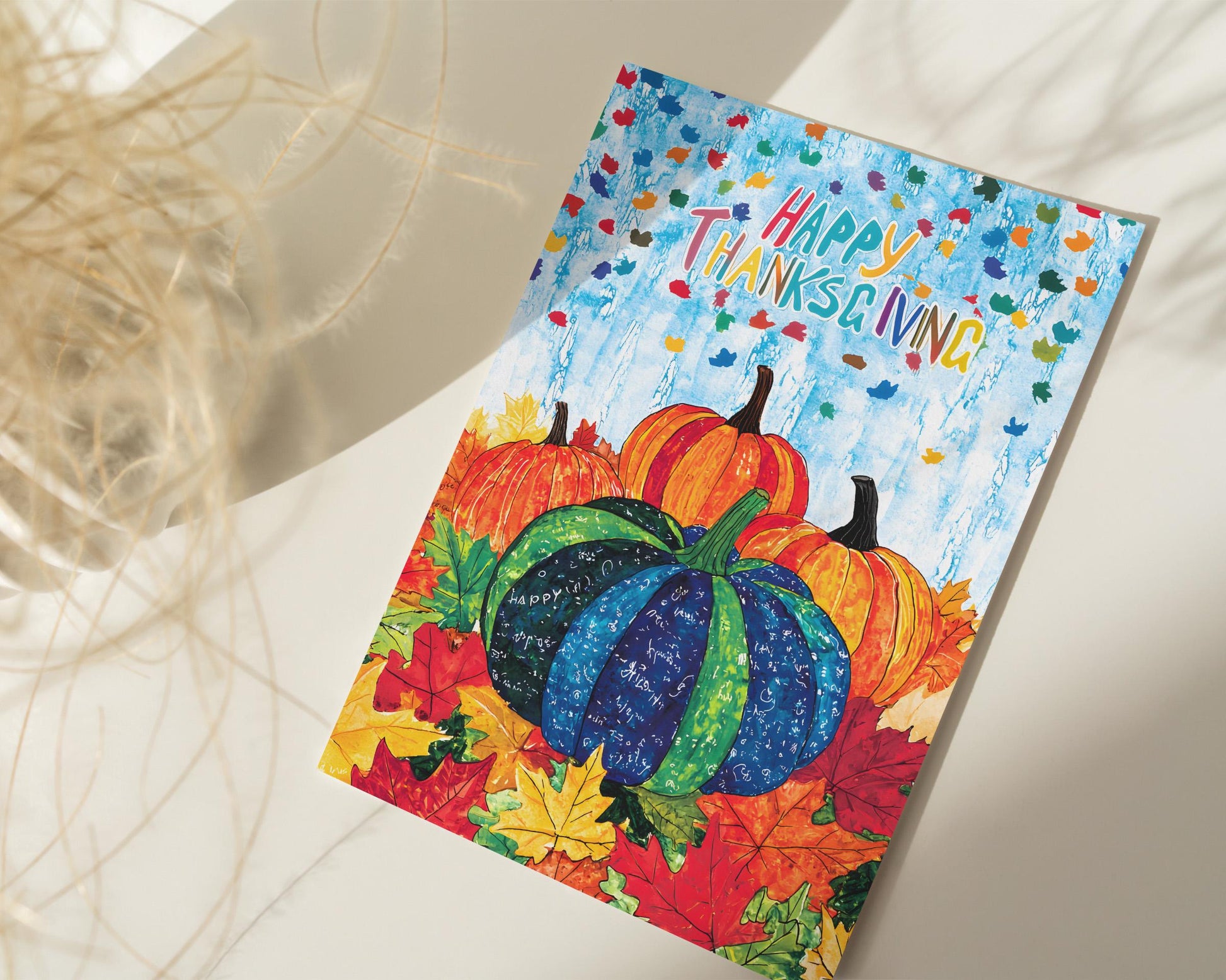 Colorful Pumpkin Thanksgiving Card - Digital Download by George Miller