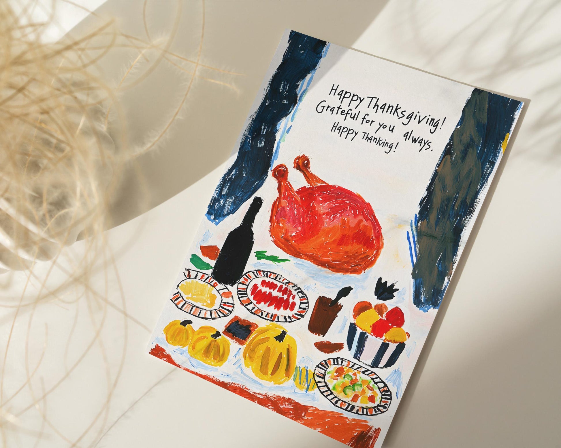 Thanksgiving Digital Card | George Miller Art | Turkey Feast Illustration | Instant Download