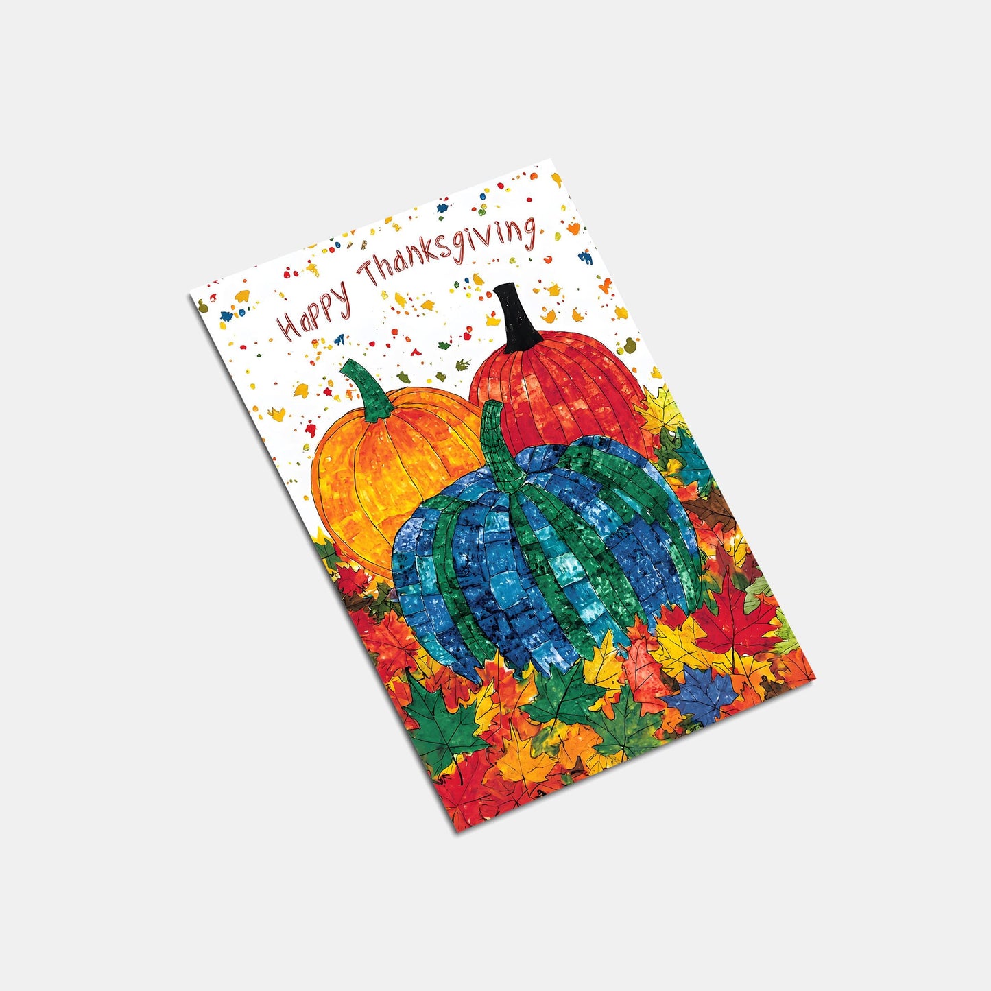 Thanksgiving Digital Card | George Miller Art | Colorful Pumpkins | Instant Download