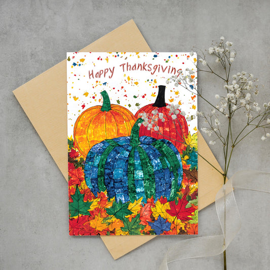 Thanksgiving Digital Card | George Miller Art | Colorful Pumpkins | Instant Download