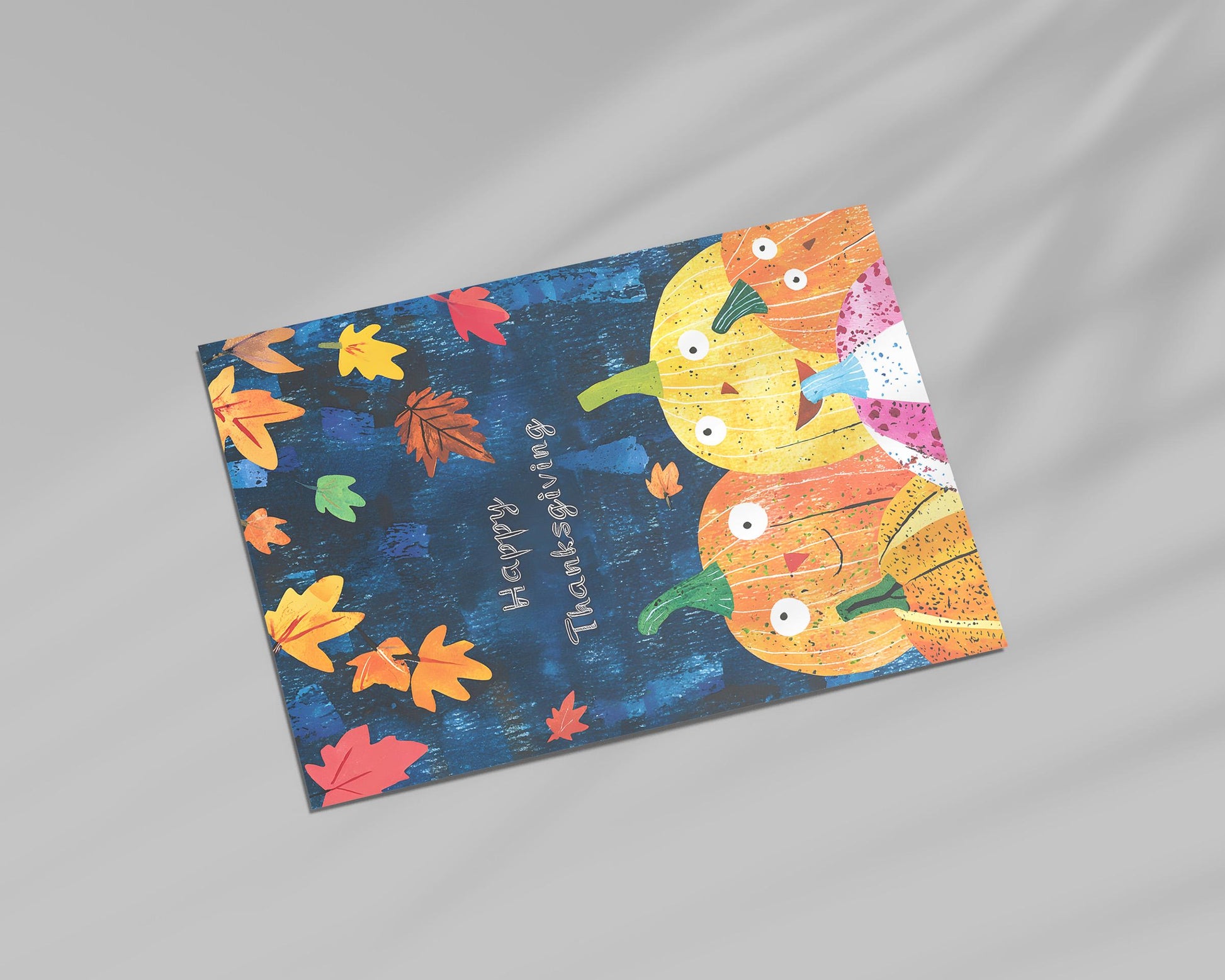 Cute Autumn Leaves Digital Card - Instant Thanksgiving Download - Playful Thanksgiving Digital Card