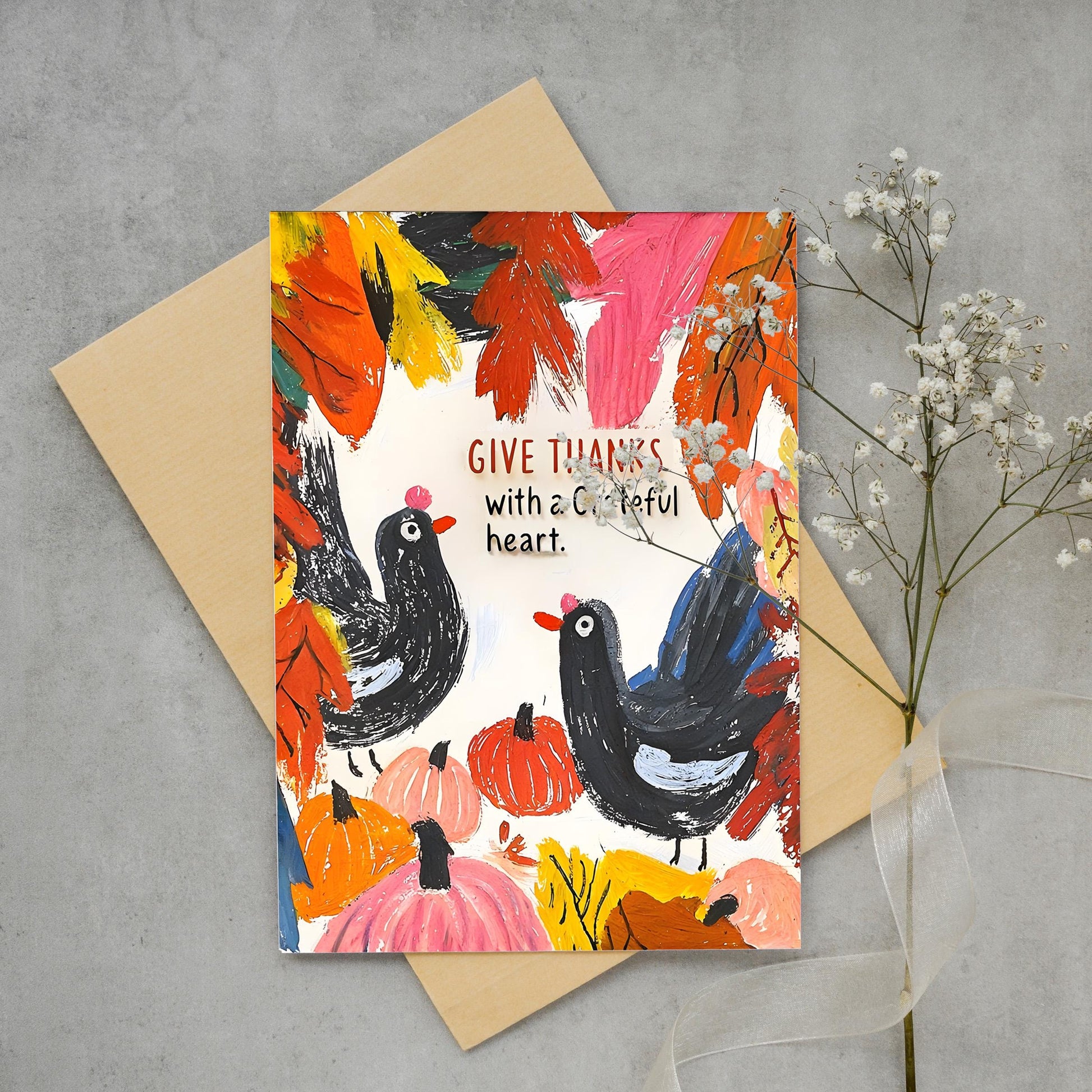 Thanksgiving Digital Card | George Miller Art | Whimsical Turkeys & Pumpkins | Instant Download