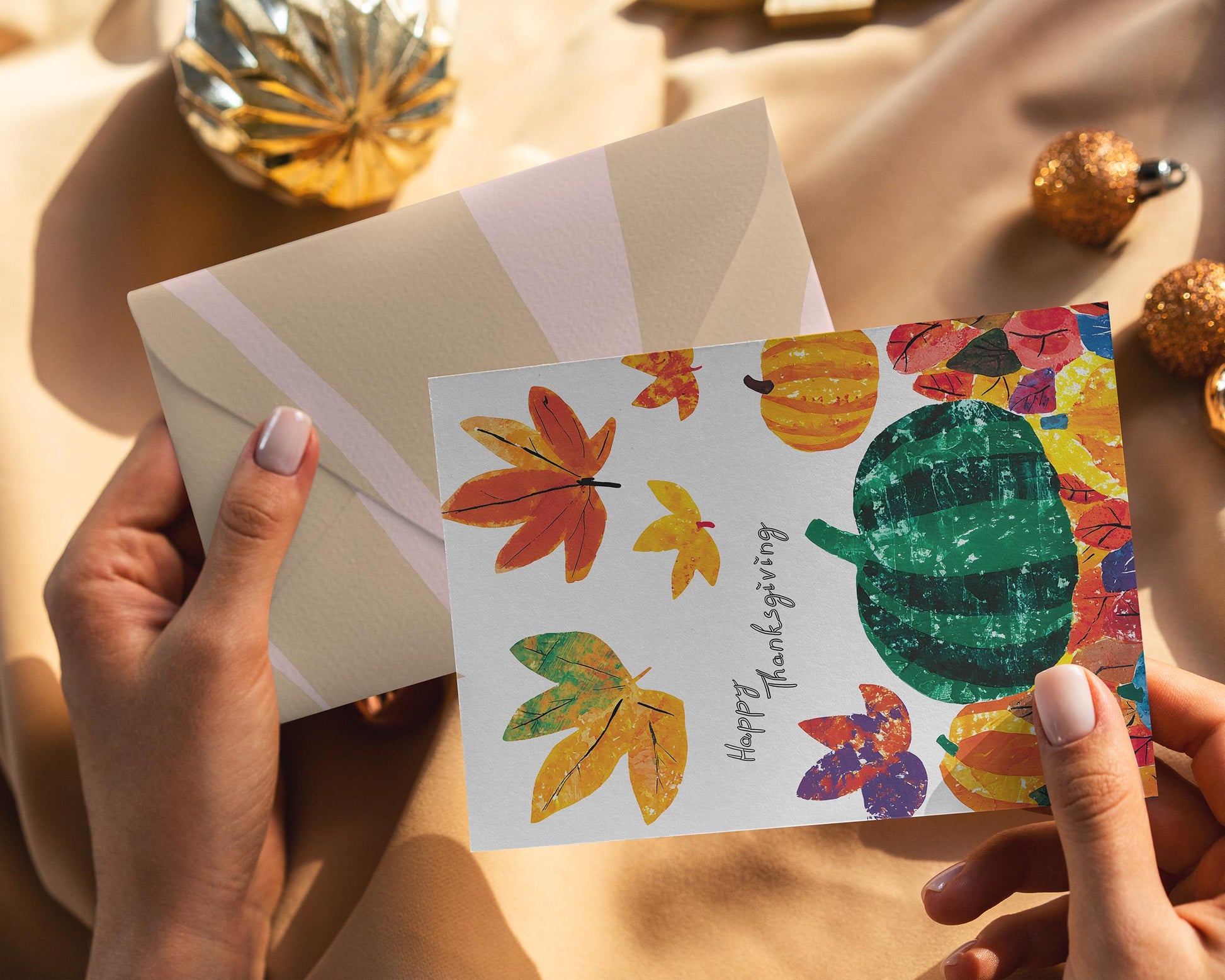 Thanksgiving Digital Card | George Miller Art | Colorful Autumn Leaves | Instant Download