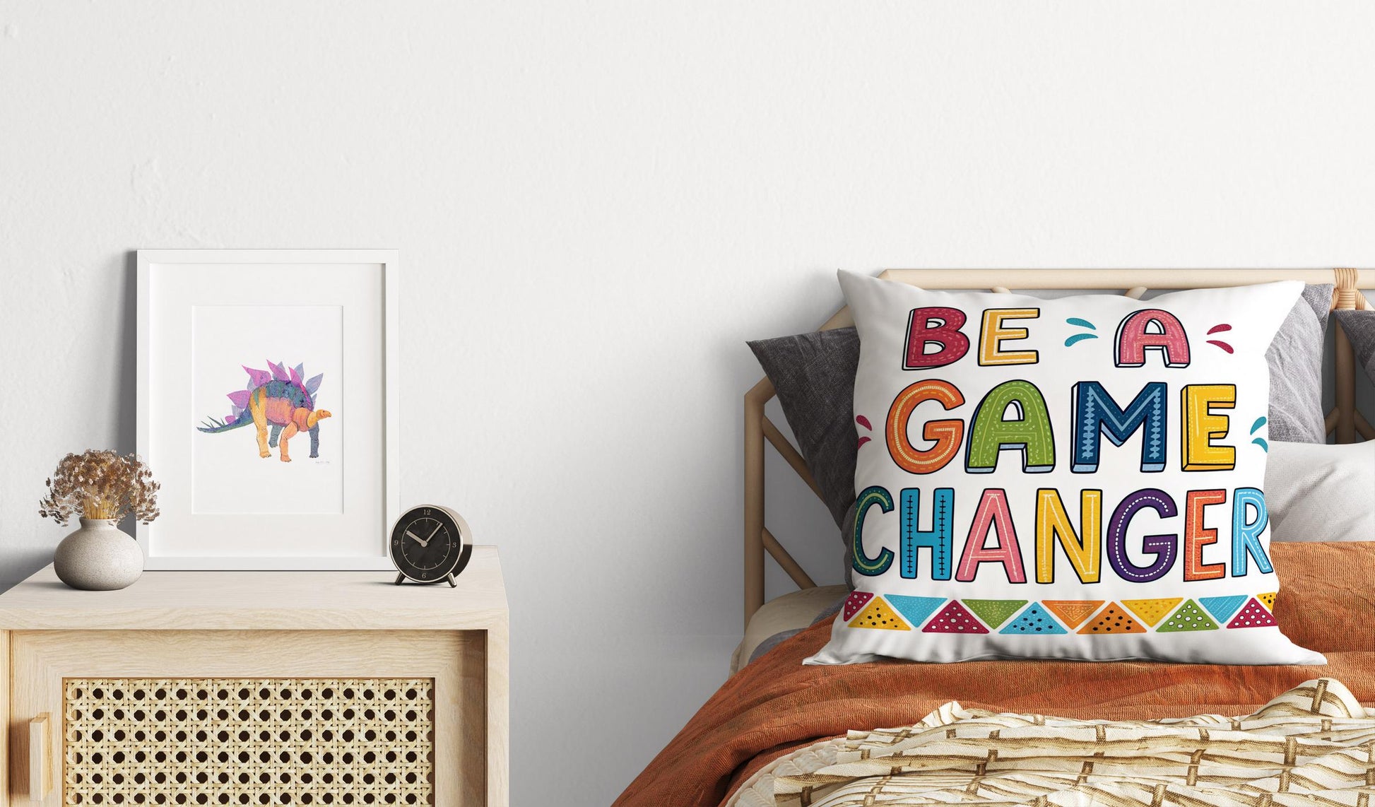 Colorful Be A Game Changer Throw Pillow | George Miller Design | Inspirational Home Accent