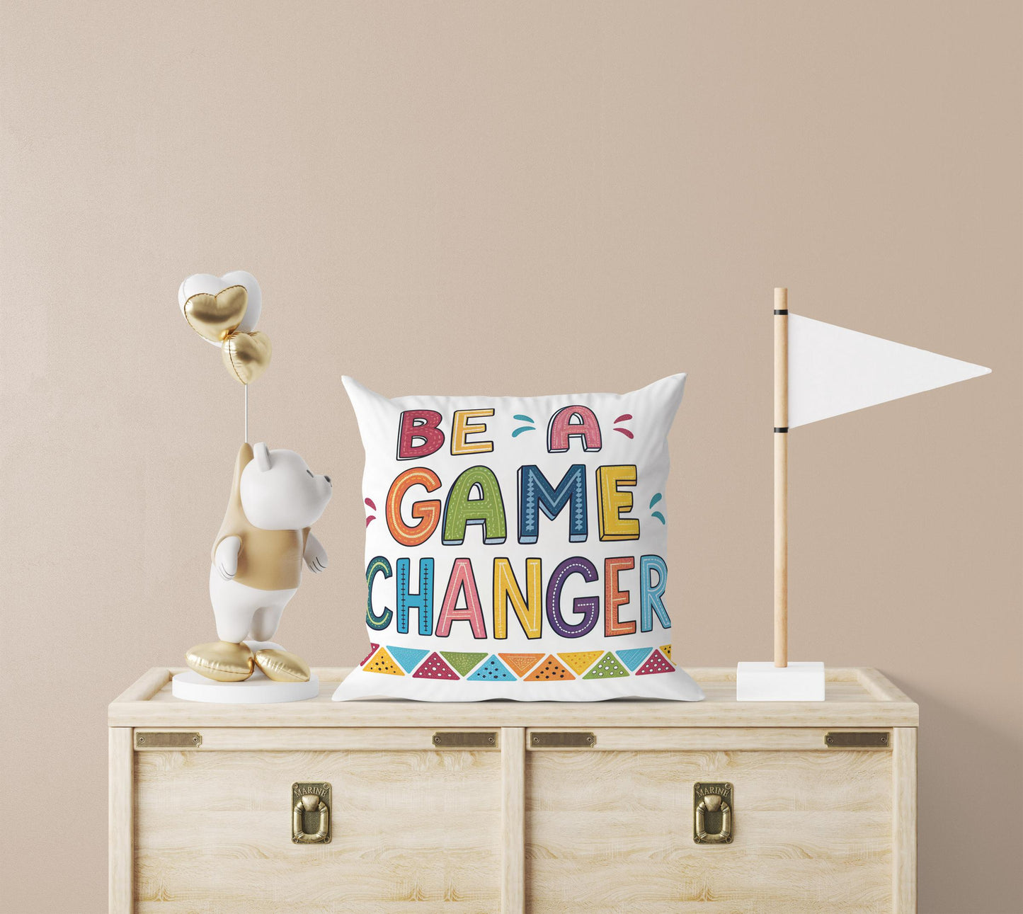 Colorful Be A Game Changer Throw Pillow | George Miller Design | Inspirational Home Accent