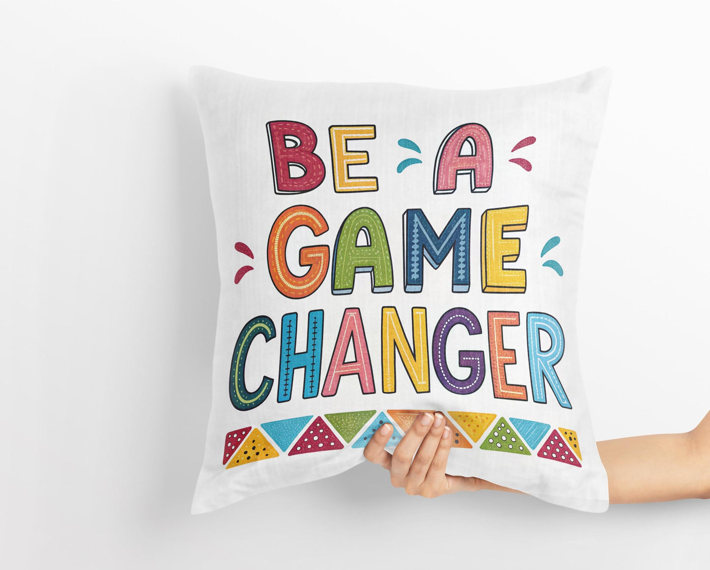 Colorful Be A Game Changer Throw Pillow | George Miller Design | Inspirational Home Accent