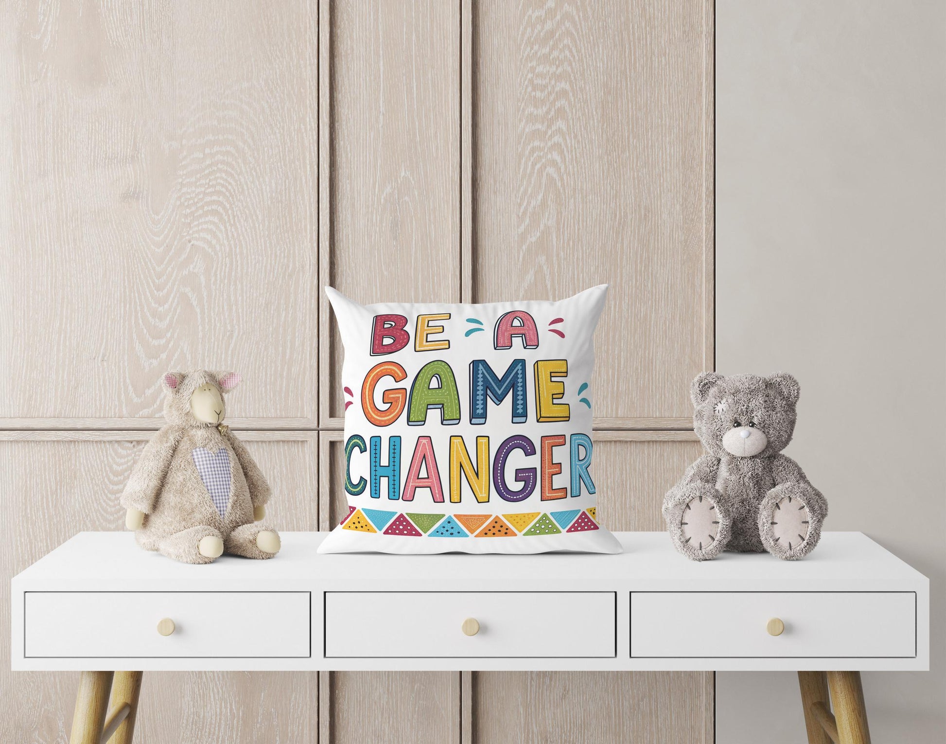 Colorful Be A Game Changer Throw Pillow | George Miller Design | Inspirational Home Accent