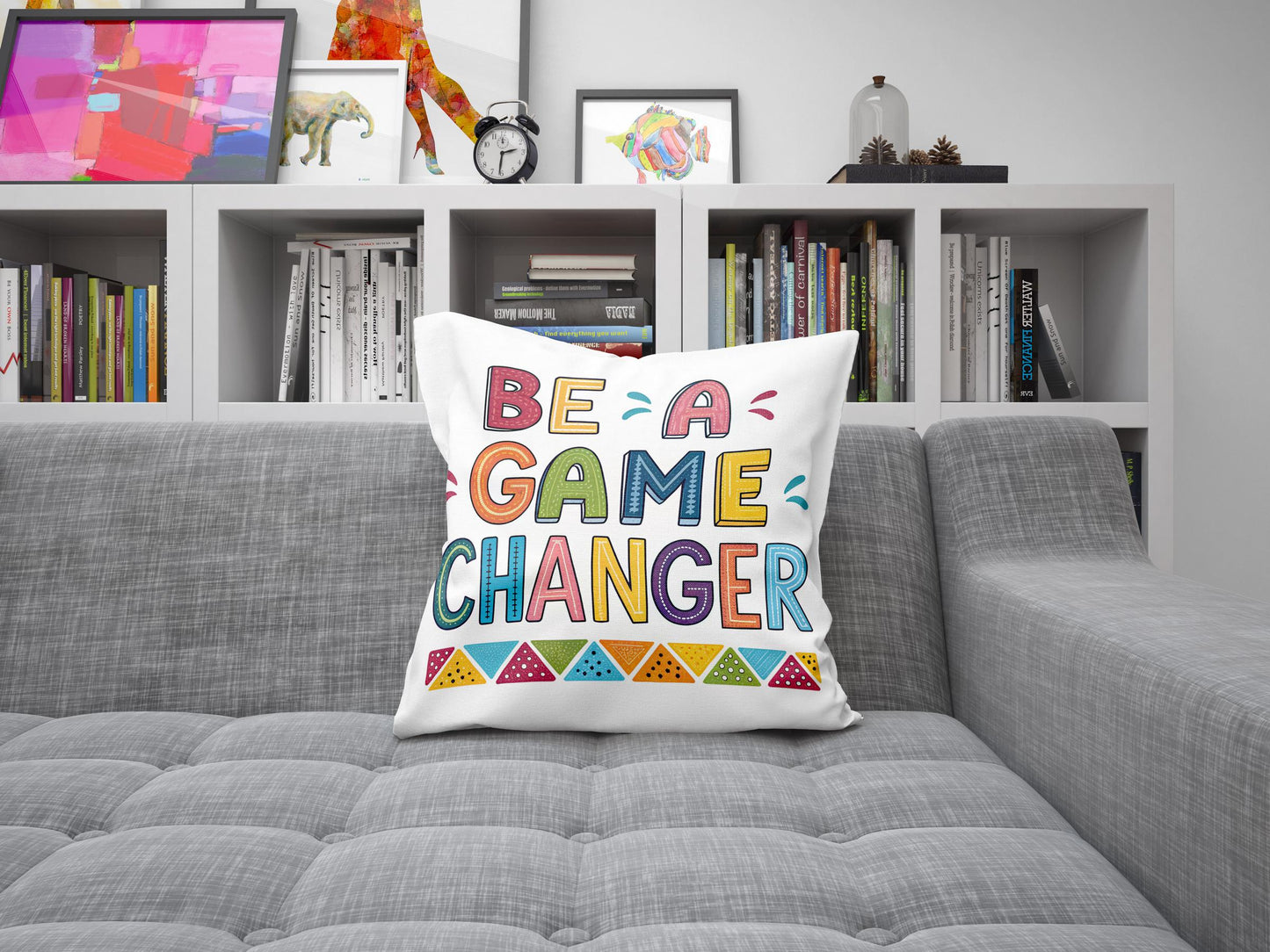 Colorful Be A Game Changer Throw Pillow | George Miller Design | Inspirational Home Accent