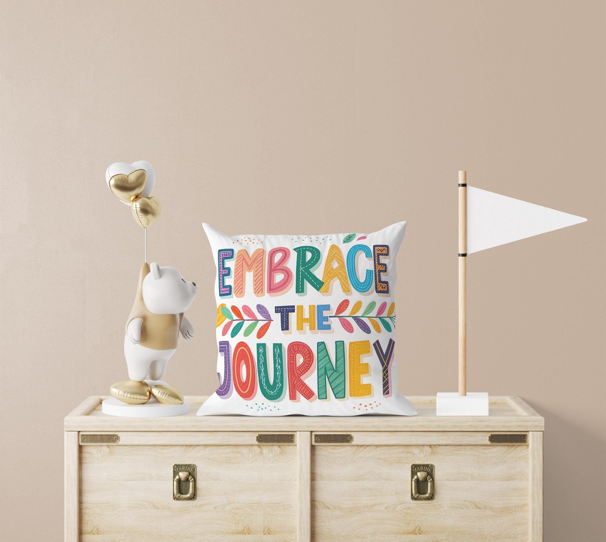 Embrace the Journey Pillow | George Miller Art | Whimsical Inspirational Cushion | Motivational Decor