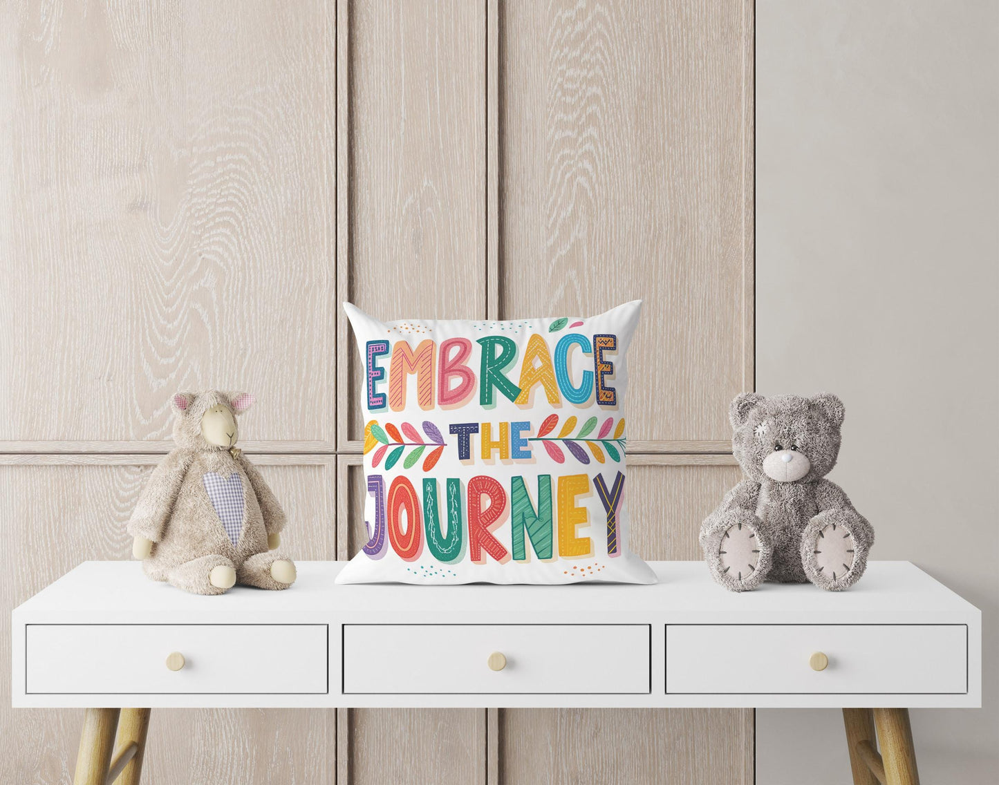 Embrace the Journey Pillow | George Miller Art | Whimsical Inspirational Cushion | Motivational Decor