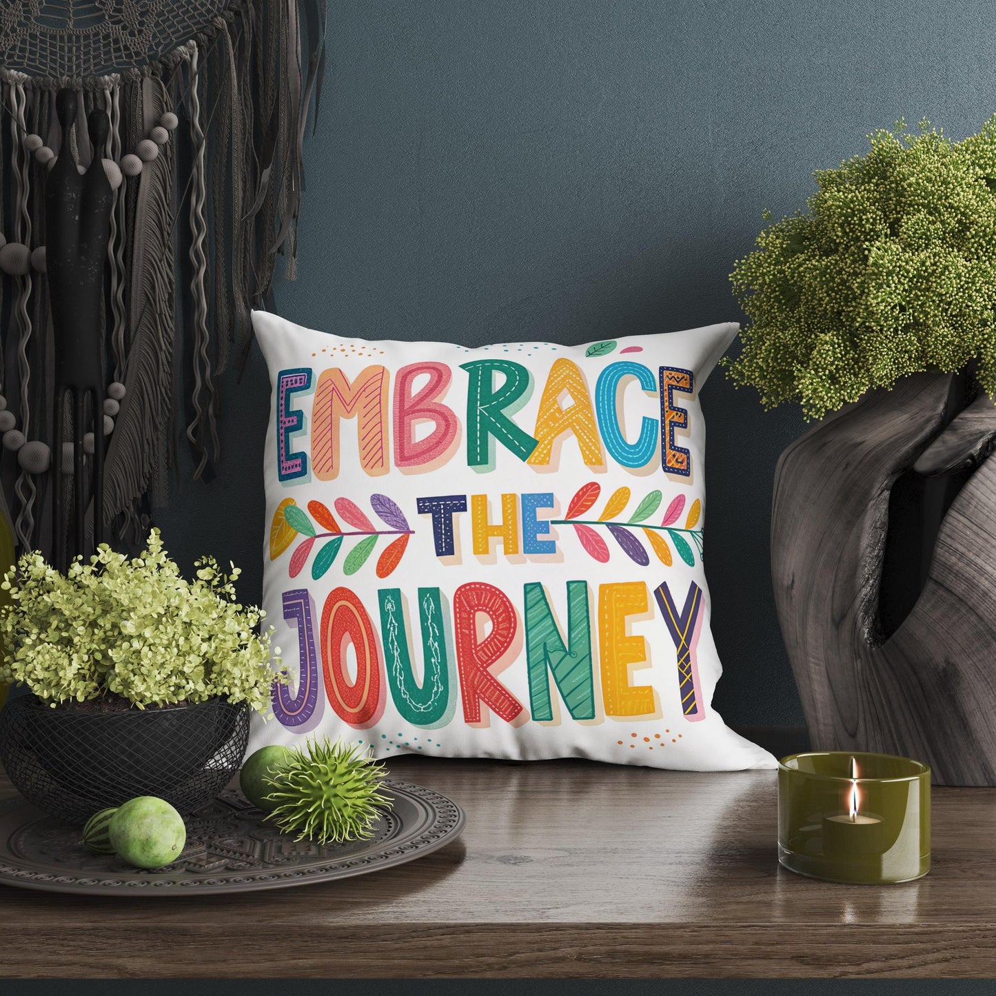 Embrace the Journey Pillow | George Miller Art | Whimsical Inspirational Cushion | Motivational Decor