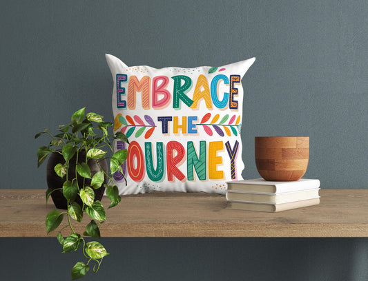 Embrace the Journey Pillow | George Miller Art | Whimsical Inspirational Cushion | Motivational Decor