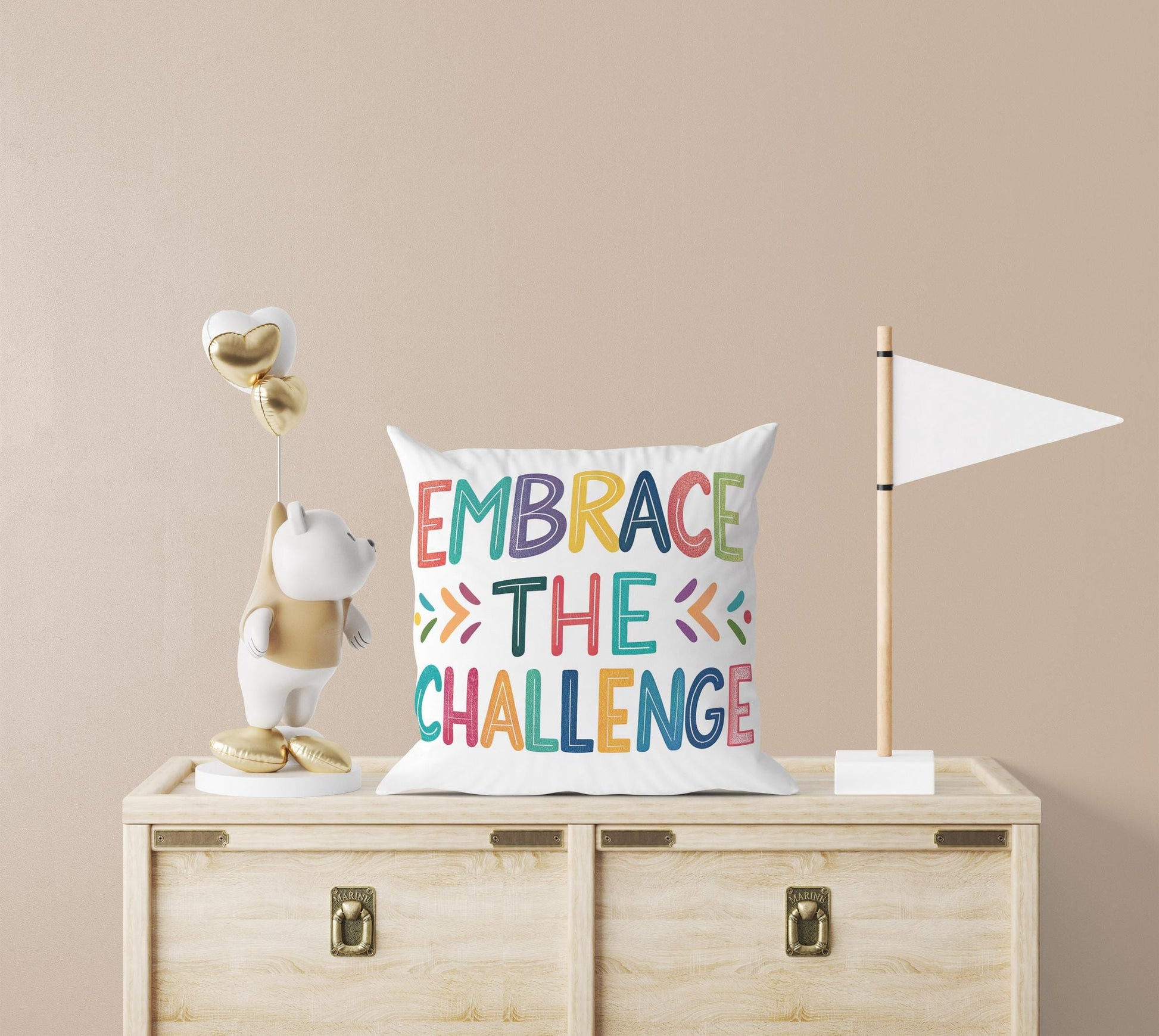 Inspirational Quote Pillow | Embrace the Challenge | George Miller Design | Colorful Home Office Decor