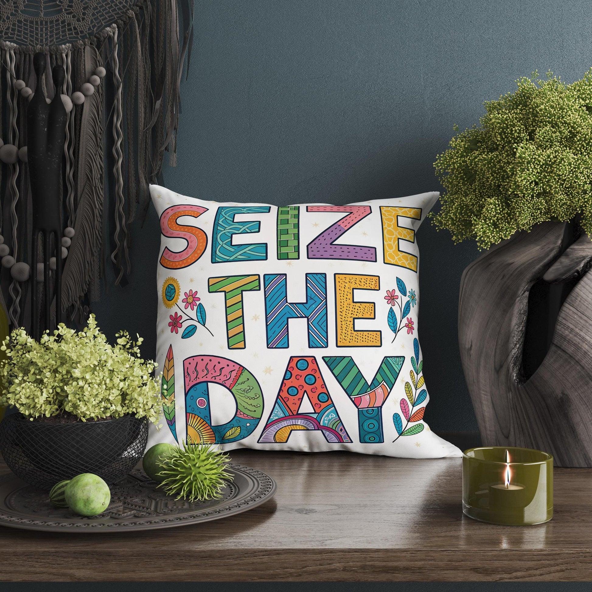 George Miller Artistic Pillow - Seize The Day Colorful Inspiration