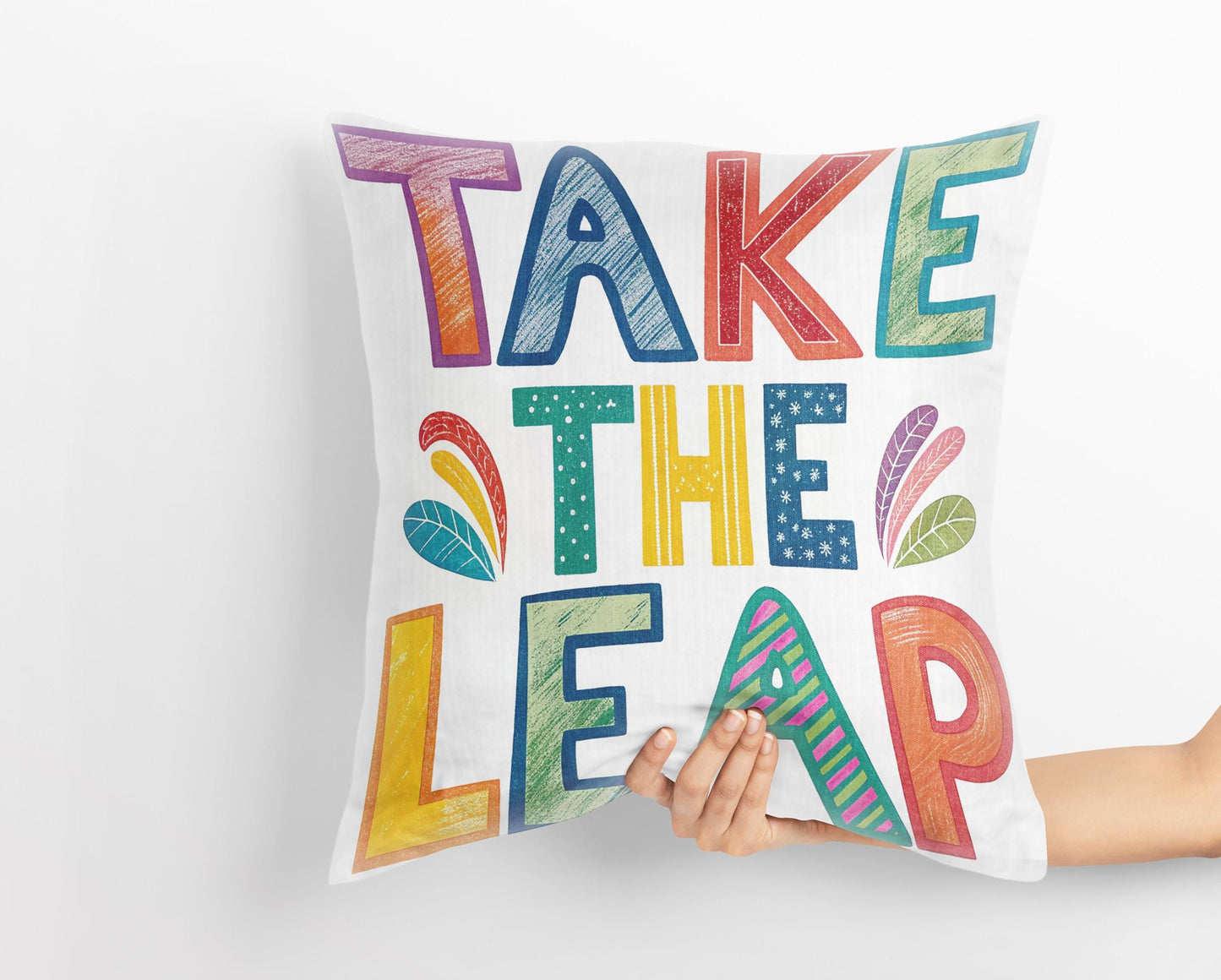 Take the Lead Motivational Pillow | Colorful Hand Drawn Typography | Inspirational Gift