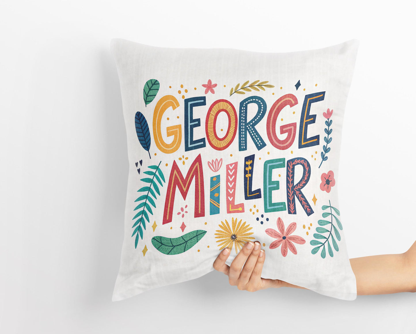 Personalized Illustrated Name Pillow | Custom Kids Decor | Choose Your Whimsical Design | George Miller