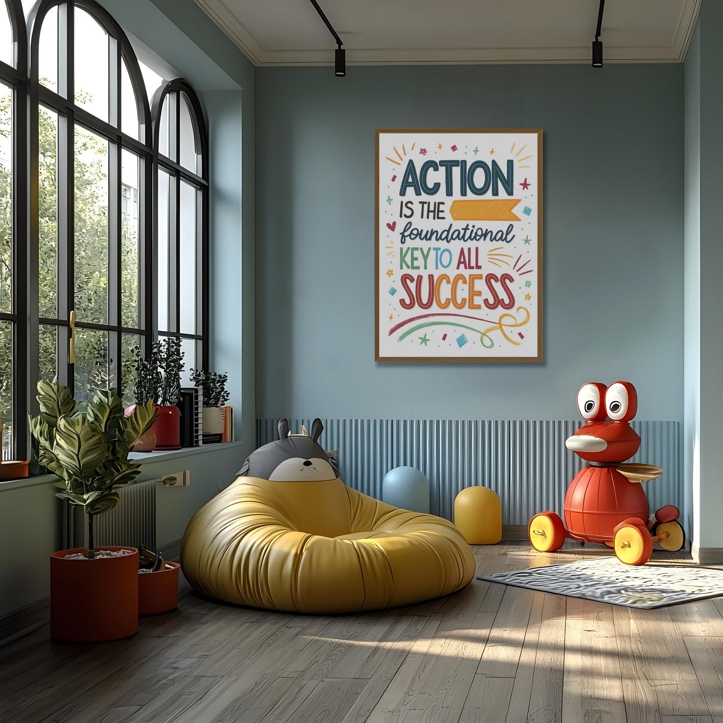 Motivational Wall Art | Action Success Quote | Colorful Inspirational Print | Home Office Decor | Digital Download Canvas