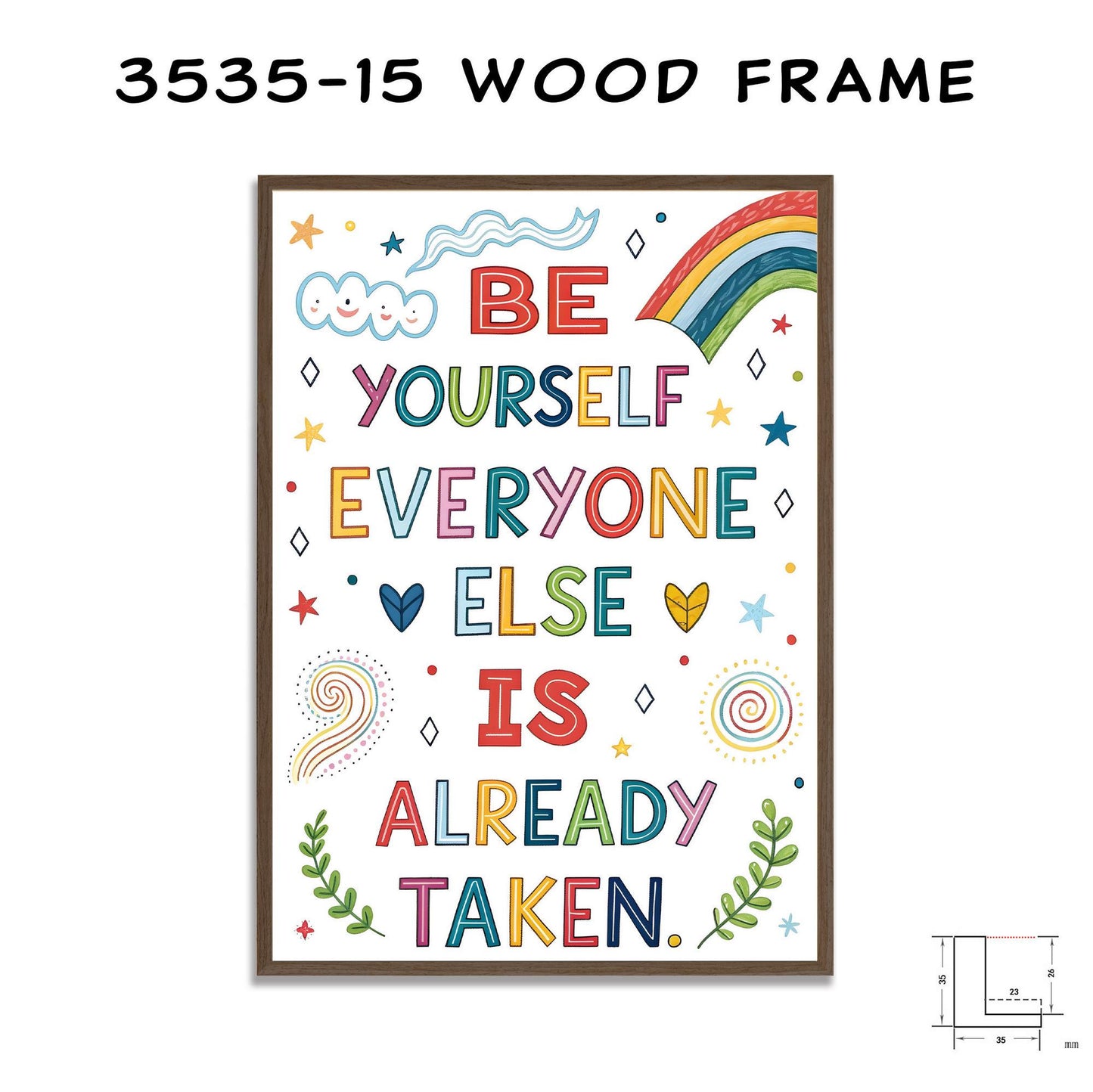 Positive Affirmation Wall Art - Be Yourself Quote - Vibrant Typography Print for Home