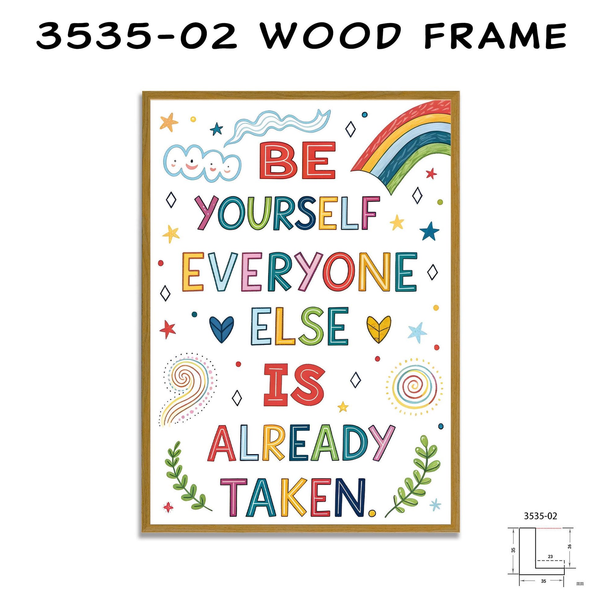 Motivational Digital Download - Be Yourself Quote - Colorful Typography for Home Office