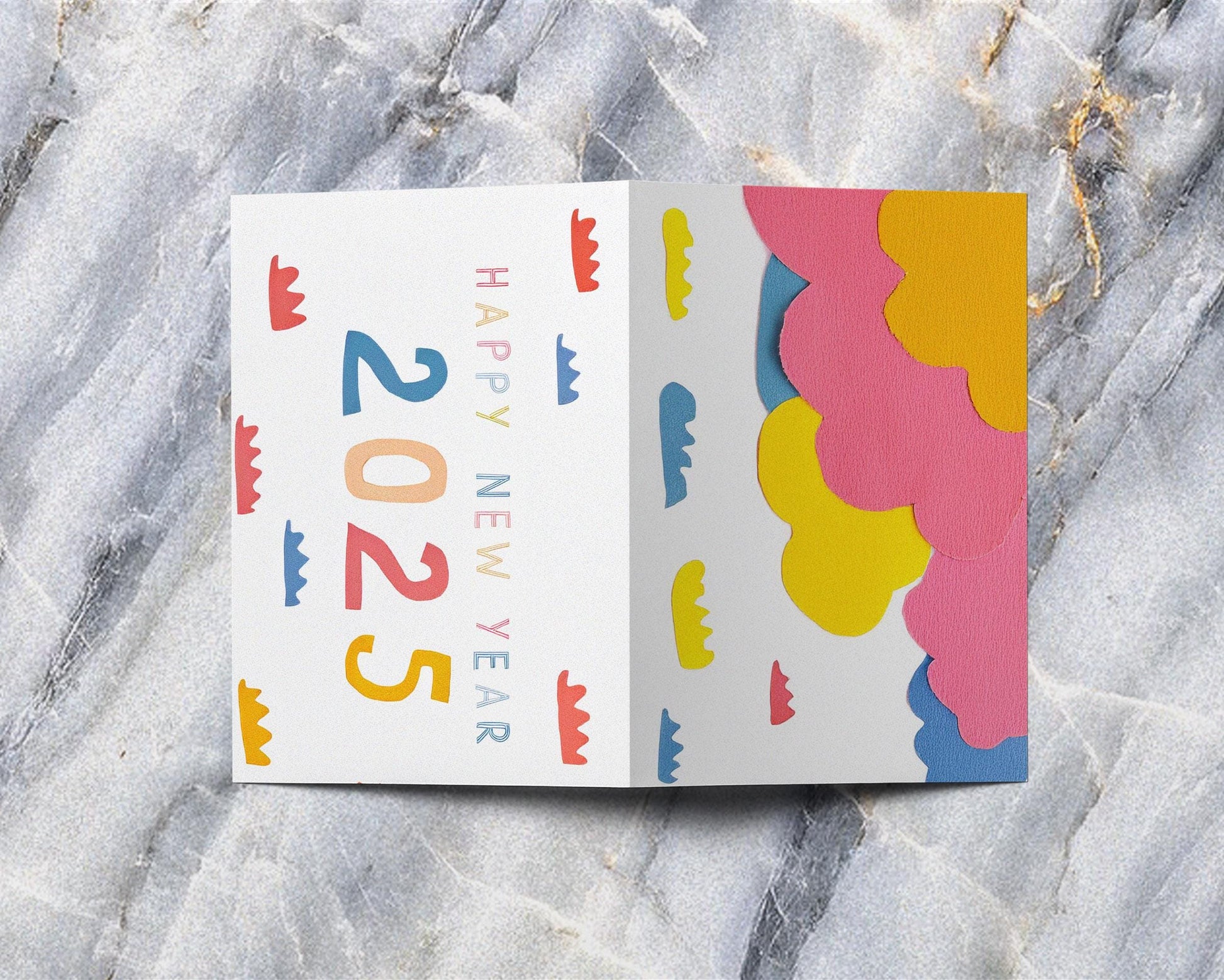 2025 Happy New Year Cards Vibrant Geometric Shapes Festive Greetings Playful Designs 10 Pack