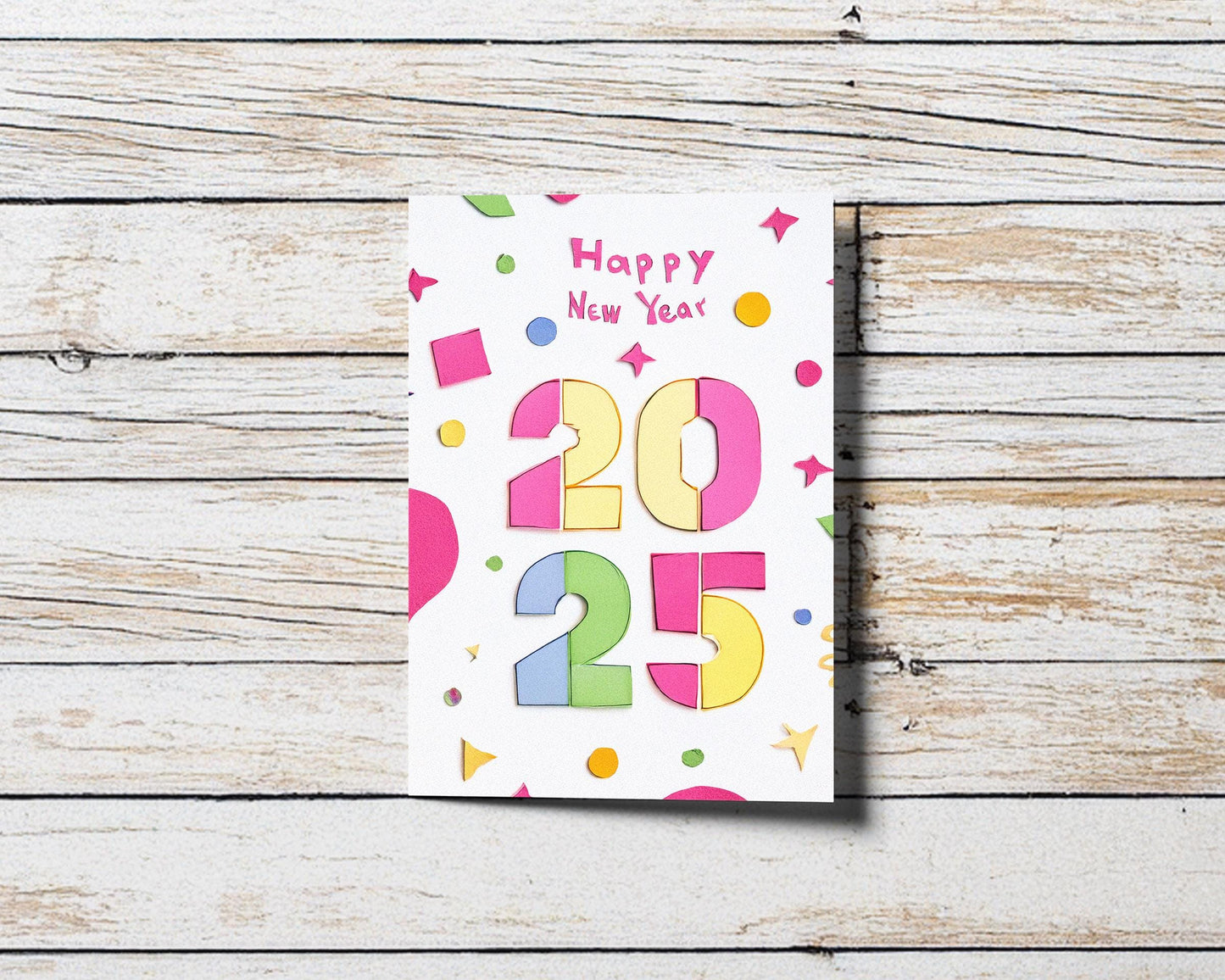 Colorful New Year Cards 2025 Modern Typography Artistic Designs Celebration Greetings Set of 10