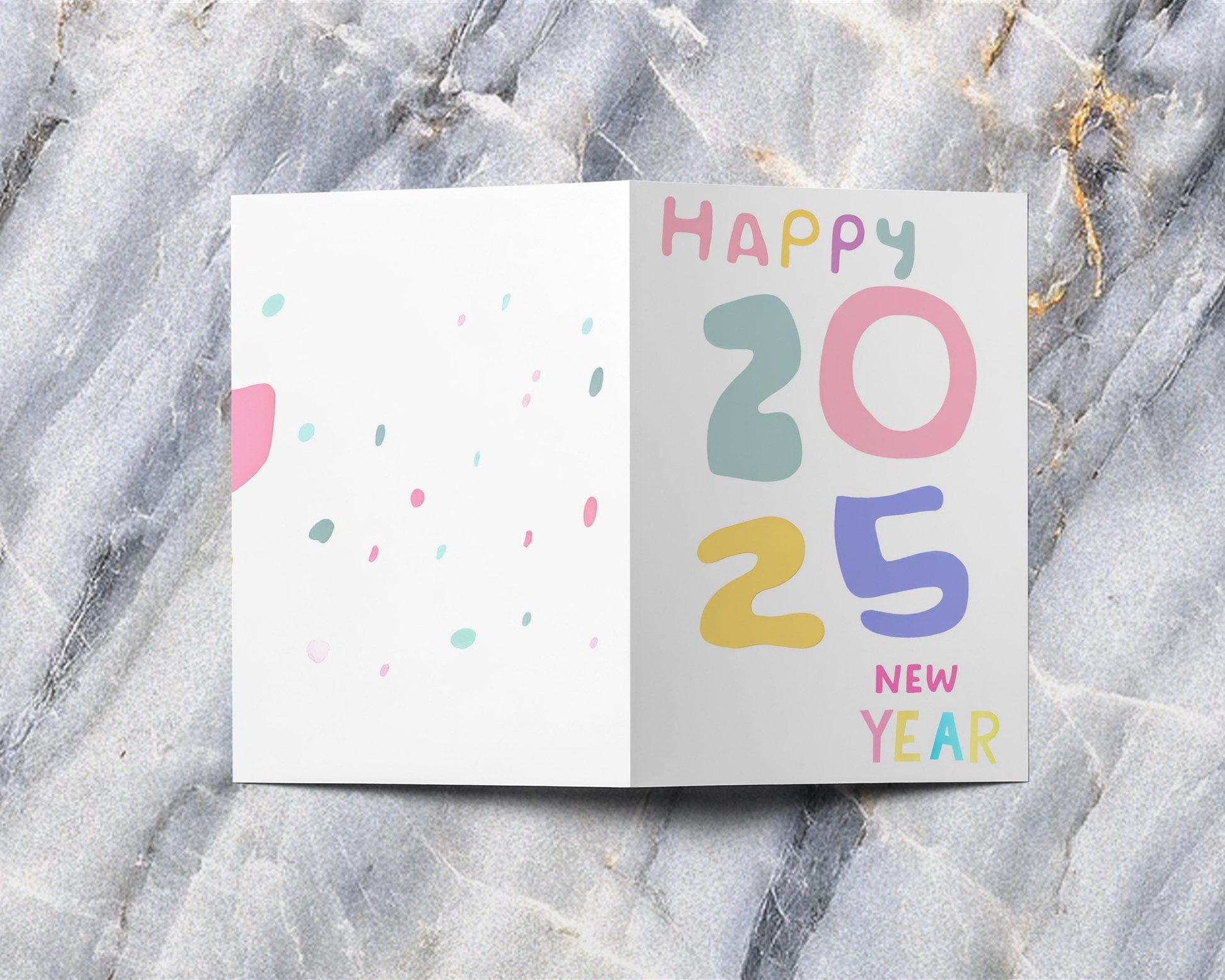 Whimsical Numbers Card | 2025 New Year Greeting | Cheerful Design | Modern Typography