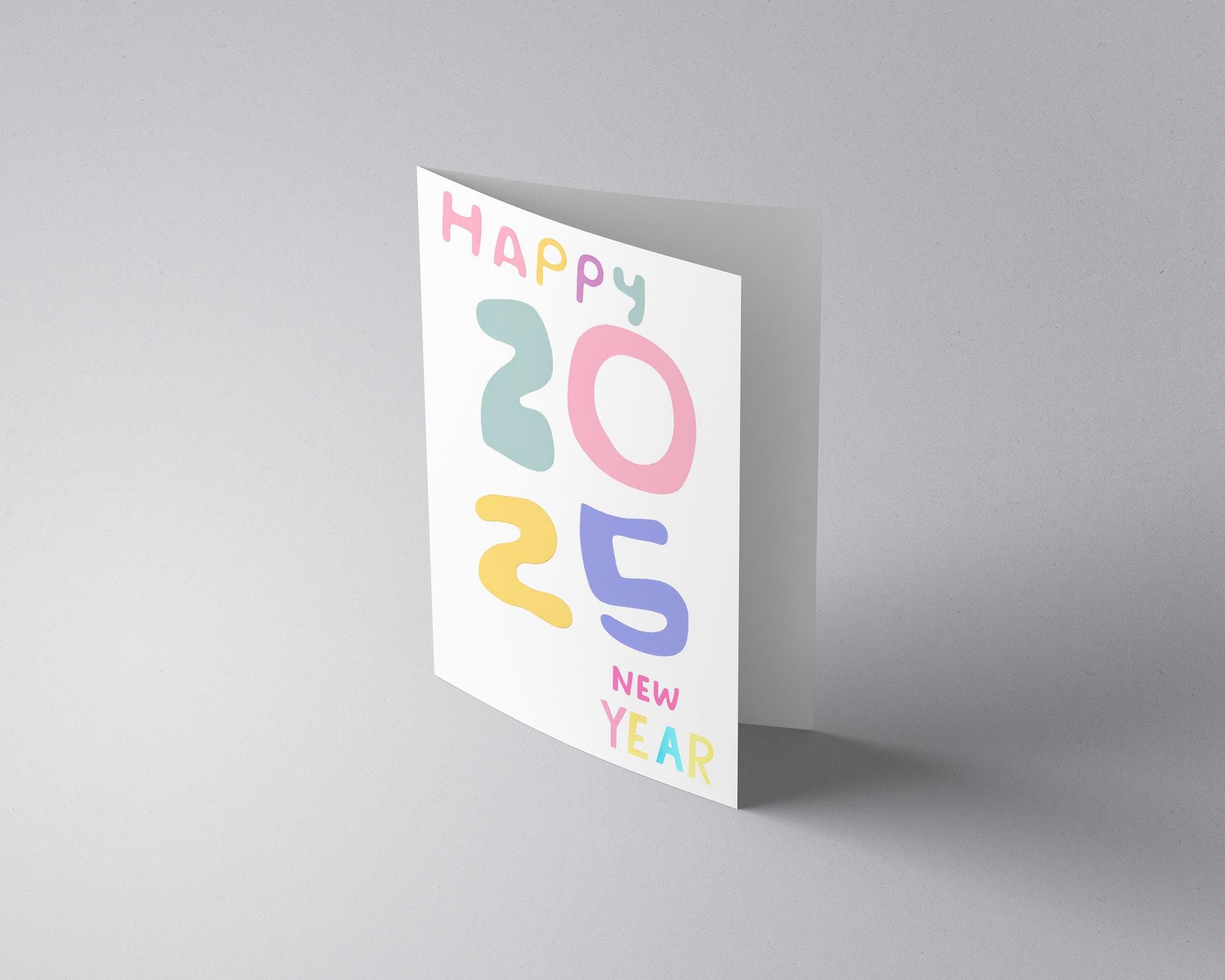 2025 New Year Card | Pastel Typography | Modern Greeting | Whimsical Numbers Design