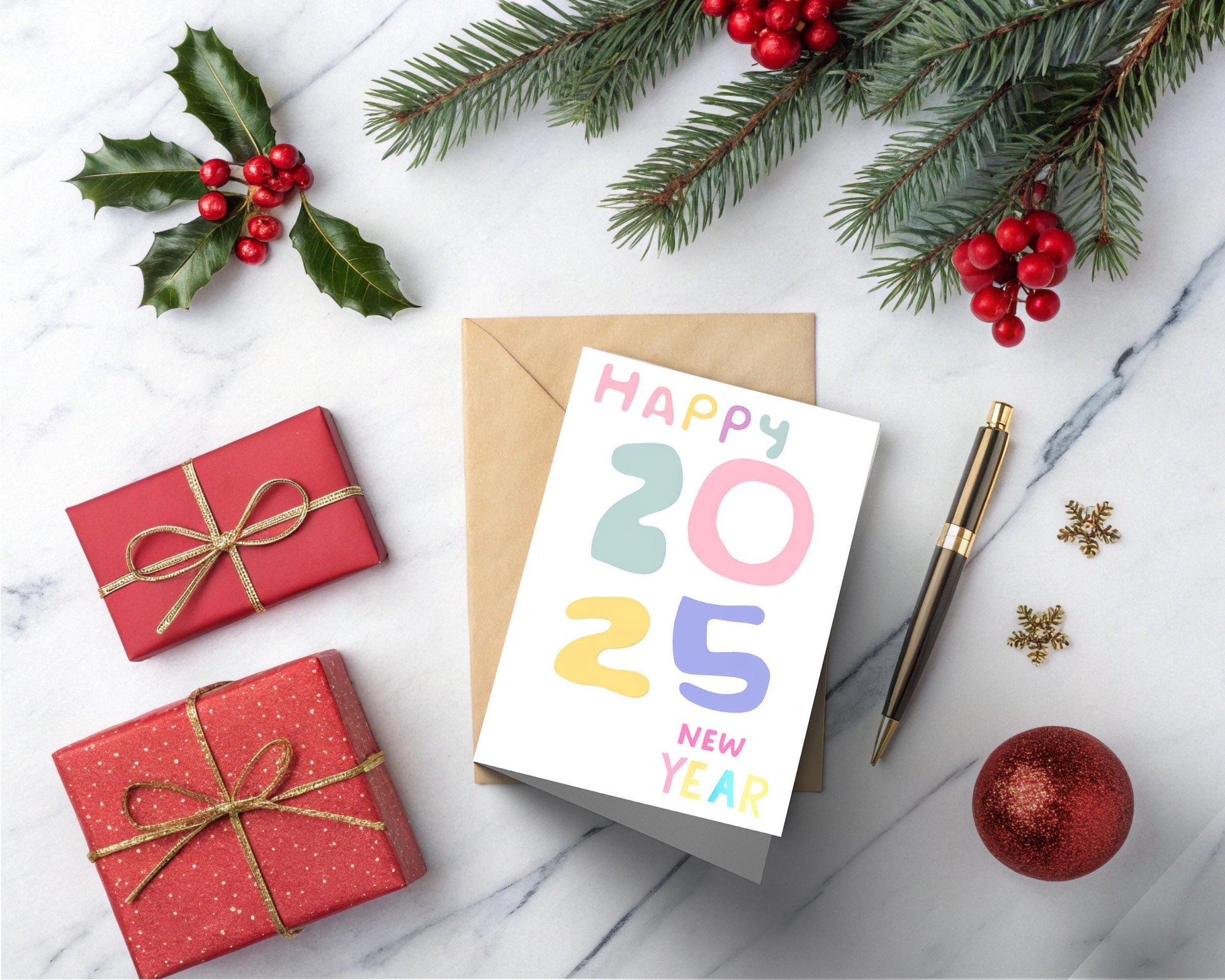 Playful 2025 Design | Happy New Year Card | Modern Pastel Typography | Optimistic Greeting