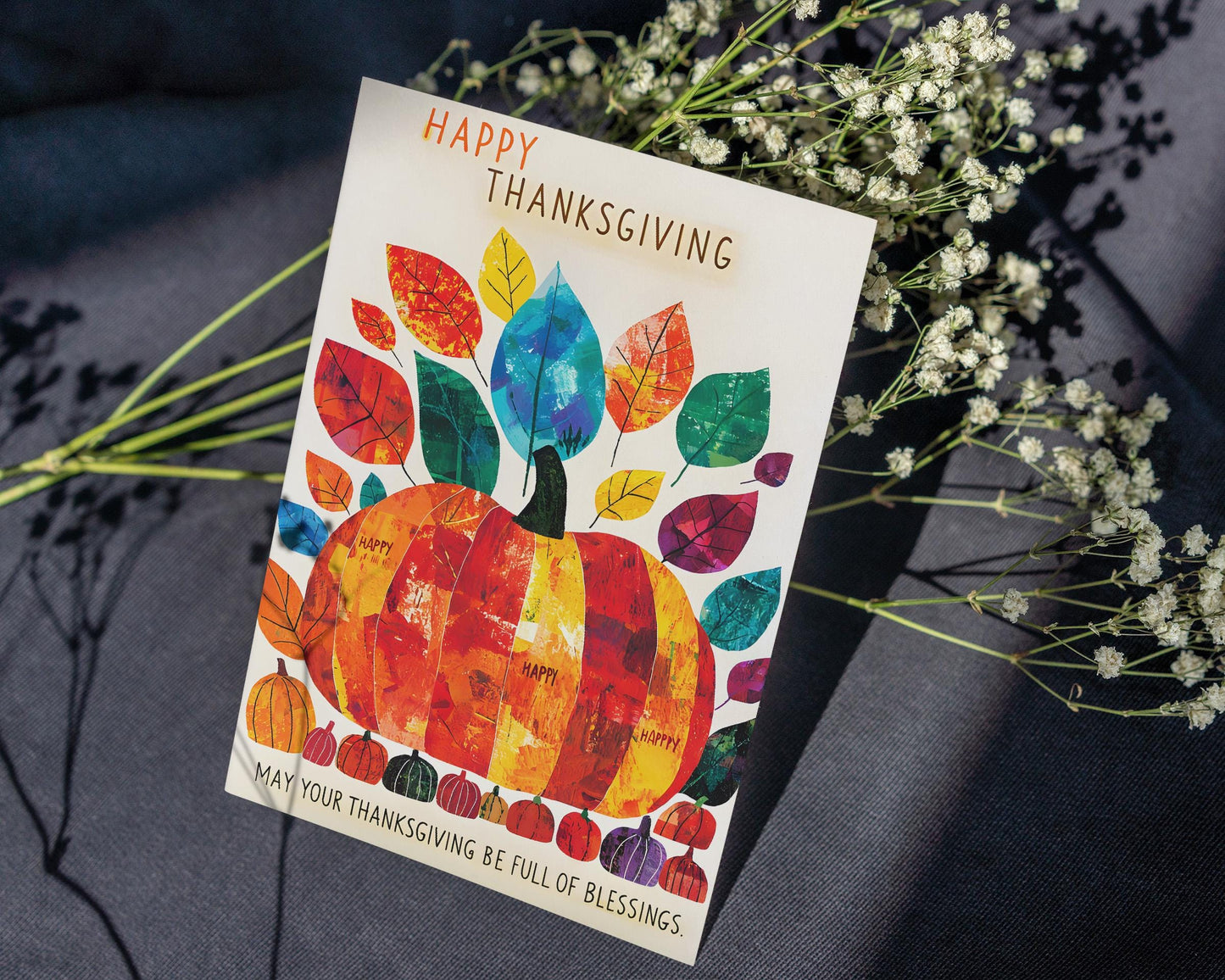 Thanksgiving Digital Card | George Miller Art | Colorful Pumpkin Design | Instant Download