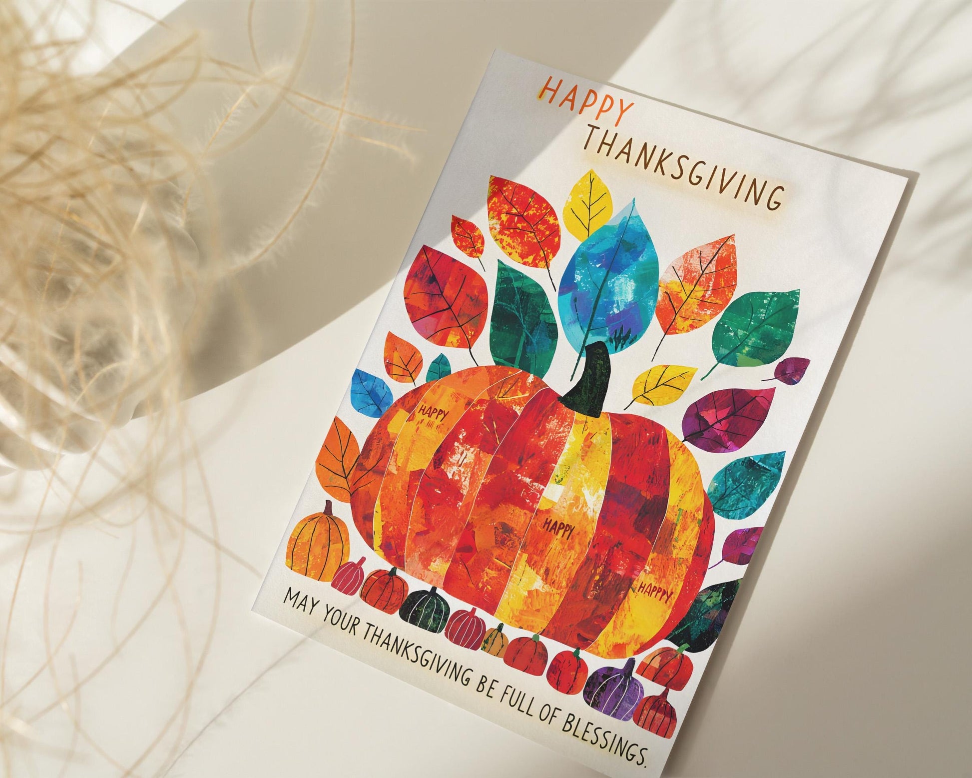 Thanksgiving Digital Card | George Miller Art | Colorful Pumpkin Design | Instant Download