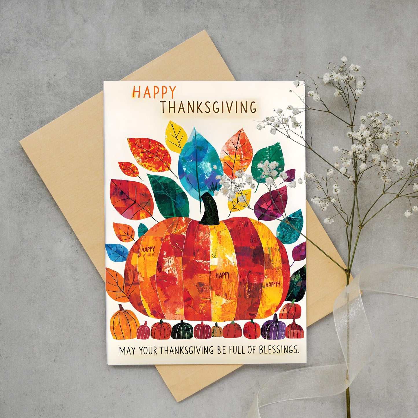 Thanksgiving Digital Card | George Miller Art | Colorful Pumpkin Design | Instant Download