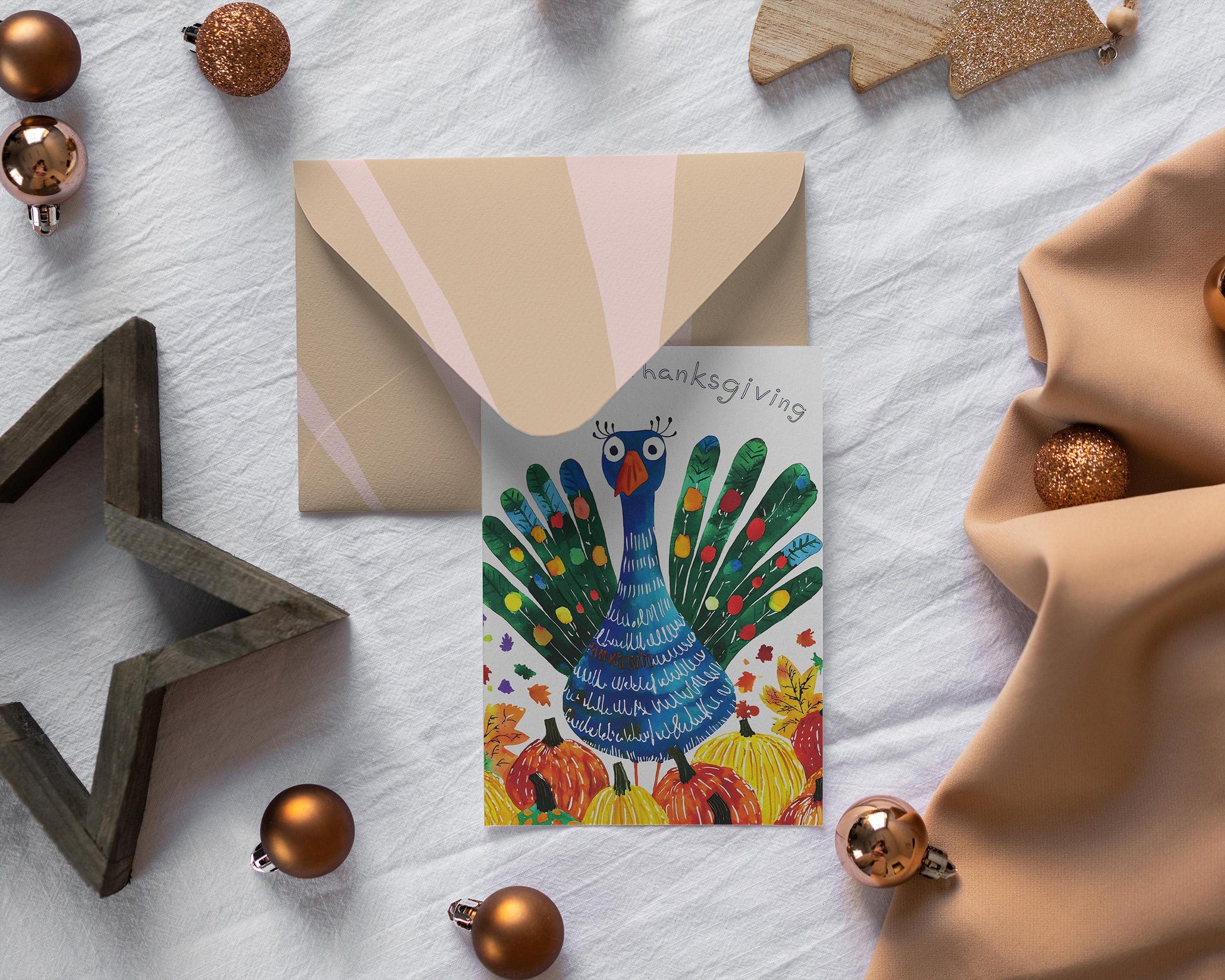 Whimsical Turkey Thanksgiving Card - Instant Download - Colorful Autumn Art Print