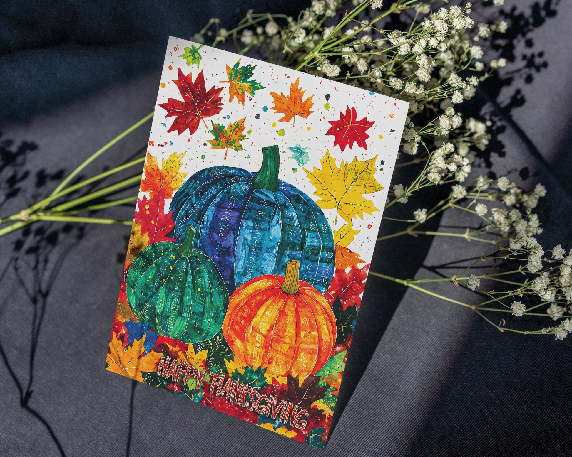 Modern Thanksgiving Digital Download - George Miller&#39;s Artistic Fall Pumpkins and Leaves