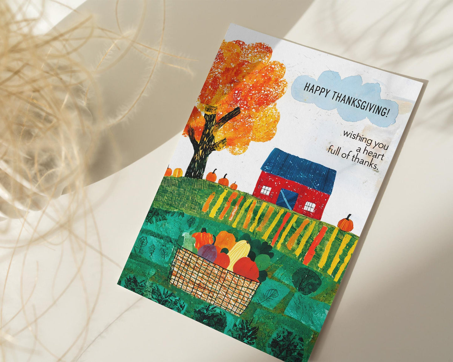 Thanksgiving Digital Card | Rustic Autumn Scene | Colorful Harvest Illustration | Instant Download