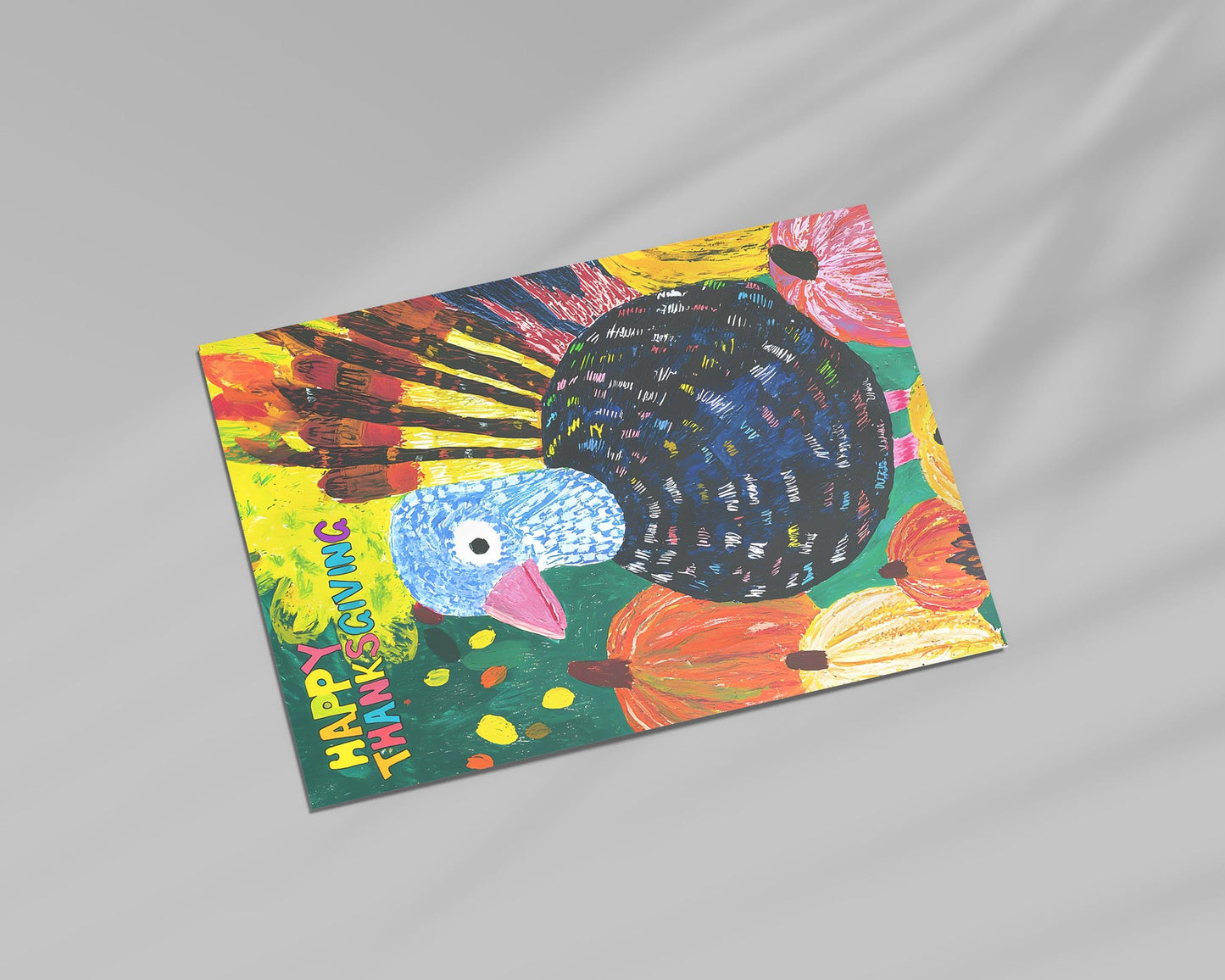 Happy Thanksgiving Card - Printable Digital Download - Whimsical Turkey Thanksgiving Card