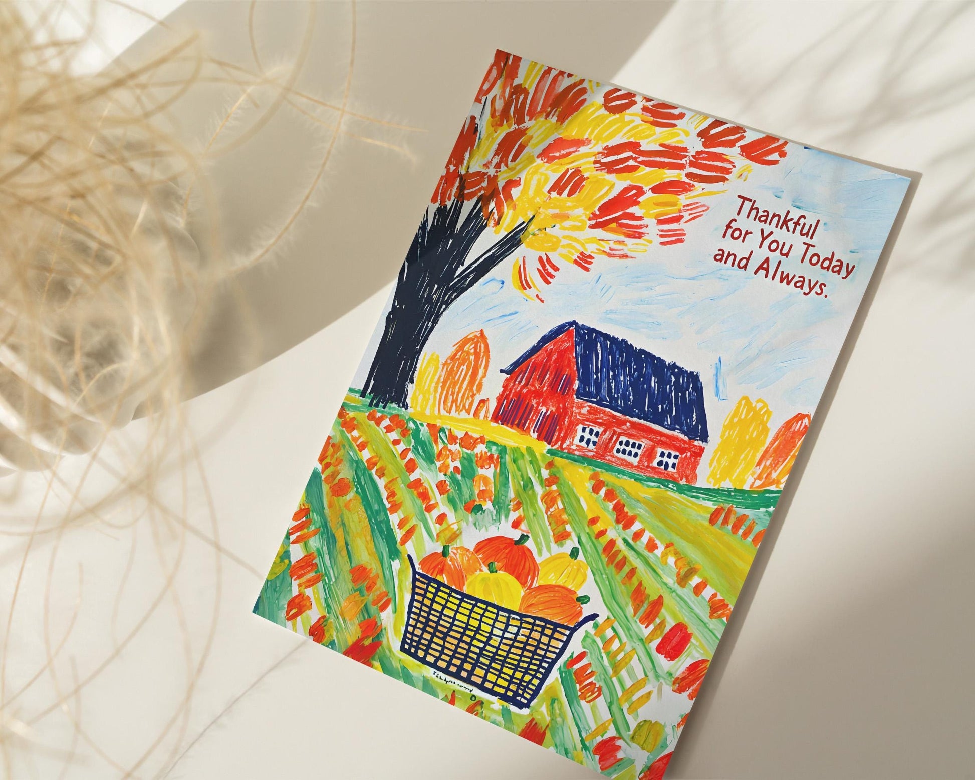 Thanksgiving Digital Card | Fall Farm Scene | Grateful Message | Instant Download Printable