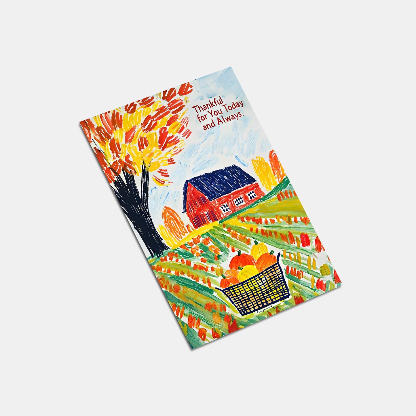 Thanksgiving Digital Card | Fall Farm Scene | Grateful Message | Instant Download Printable