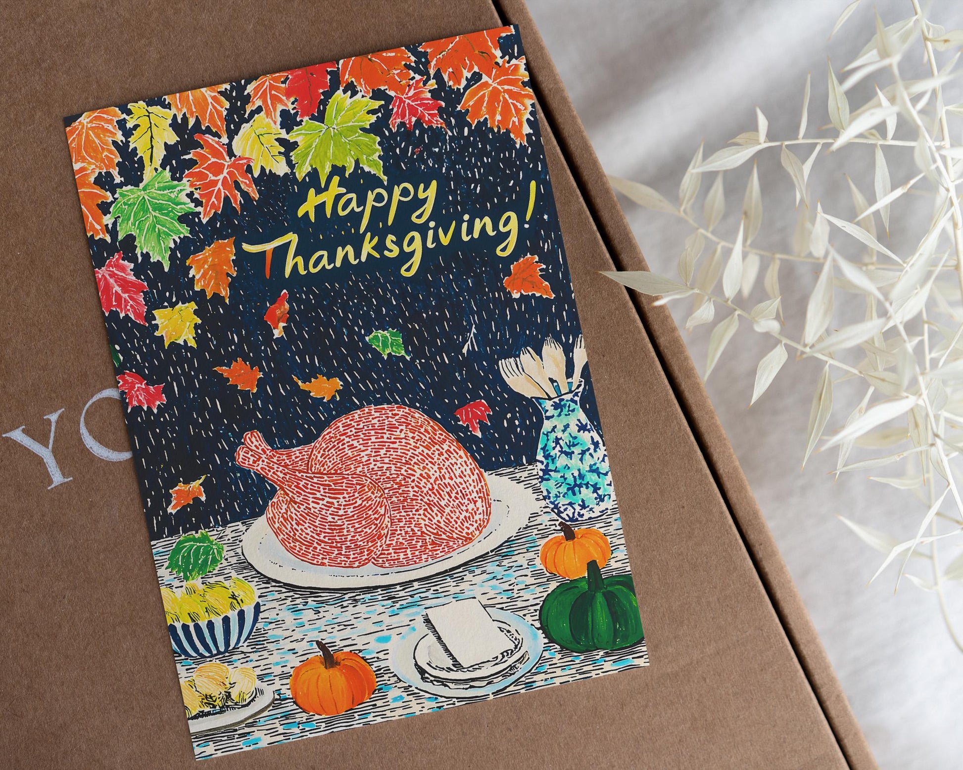 Happy Thanksgiving Card - Printable Digital Download - Festive Thanksgiving E-Card