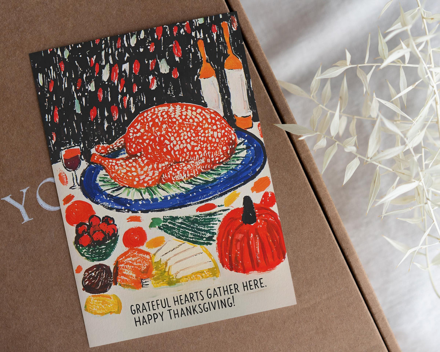 Thanksgiving Digital Card | George Miller Art | Turkey Feast Illustration | Instant Download