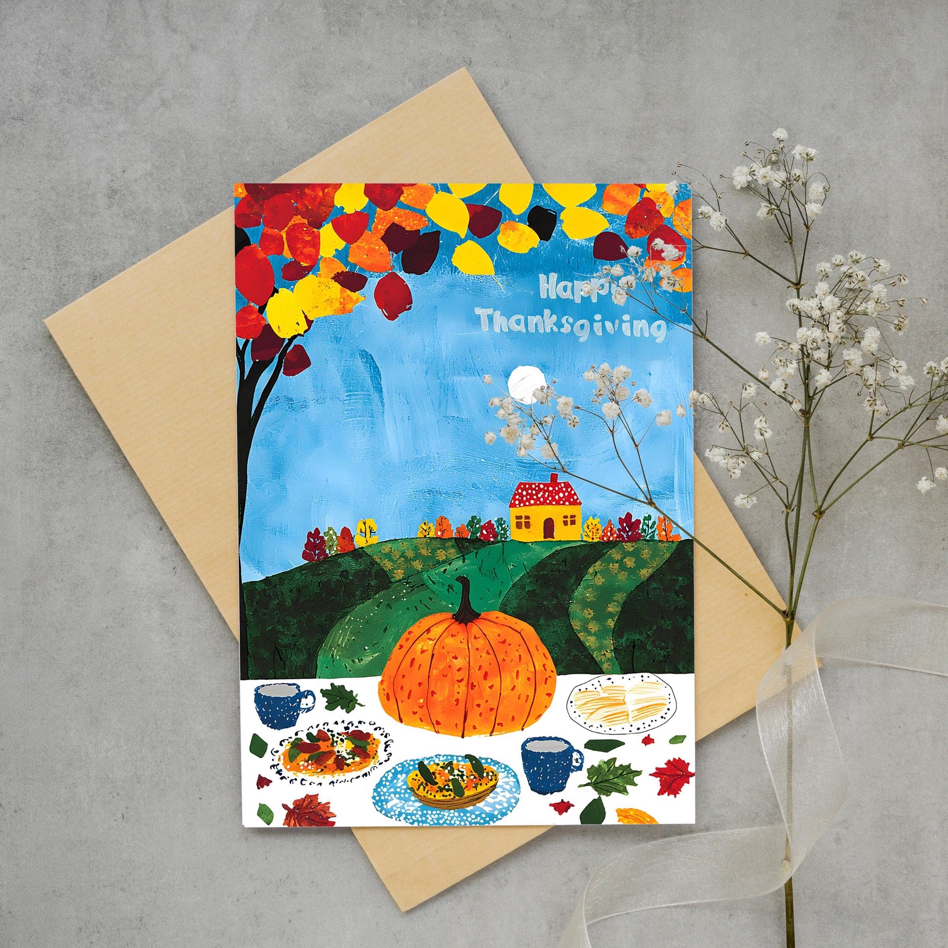 Whimsical Pumpkin Feast Digital Card - Instant Thanksgiving Download - Thanksgiving Digital Card