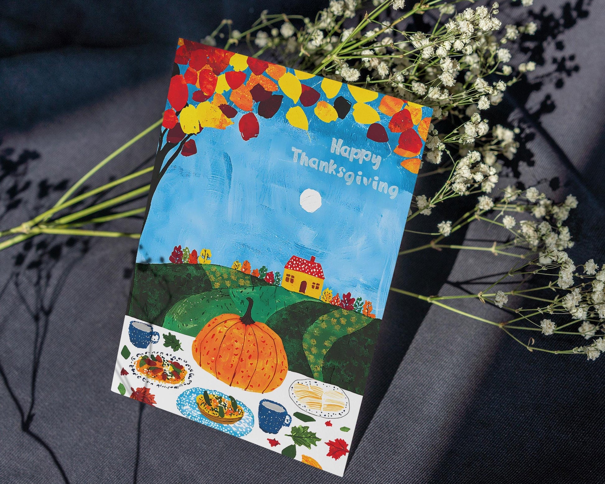 Whimsical Pumpkin Feast Digital Card - Instant Thanksgiving Download - Thanksgiving Digital Card