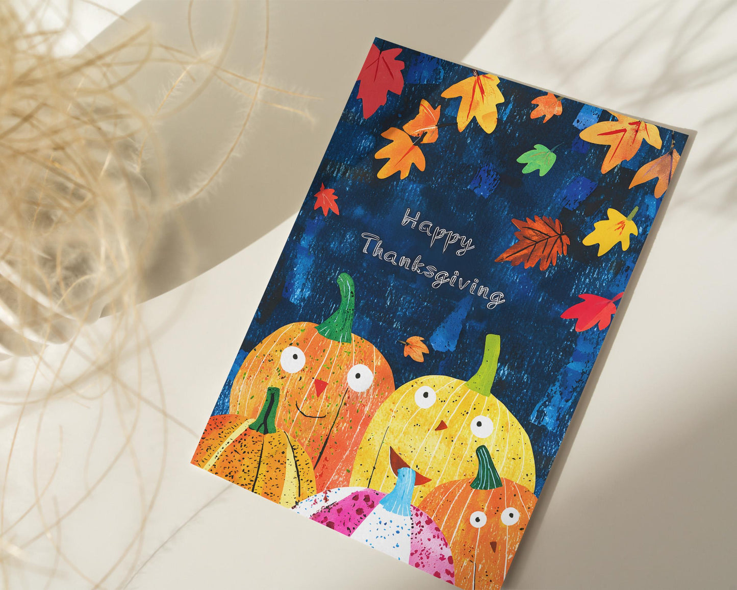 Cute Autumn Leaves Digital Card - Instant Thanksgiving Download - Playful Thanksgiving Digital Card