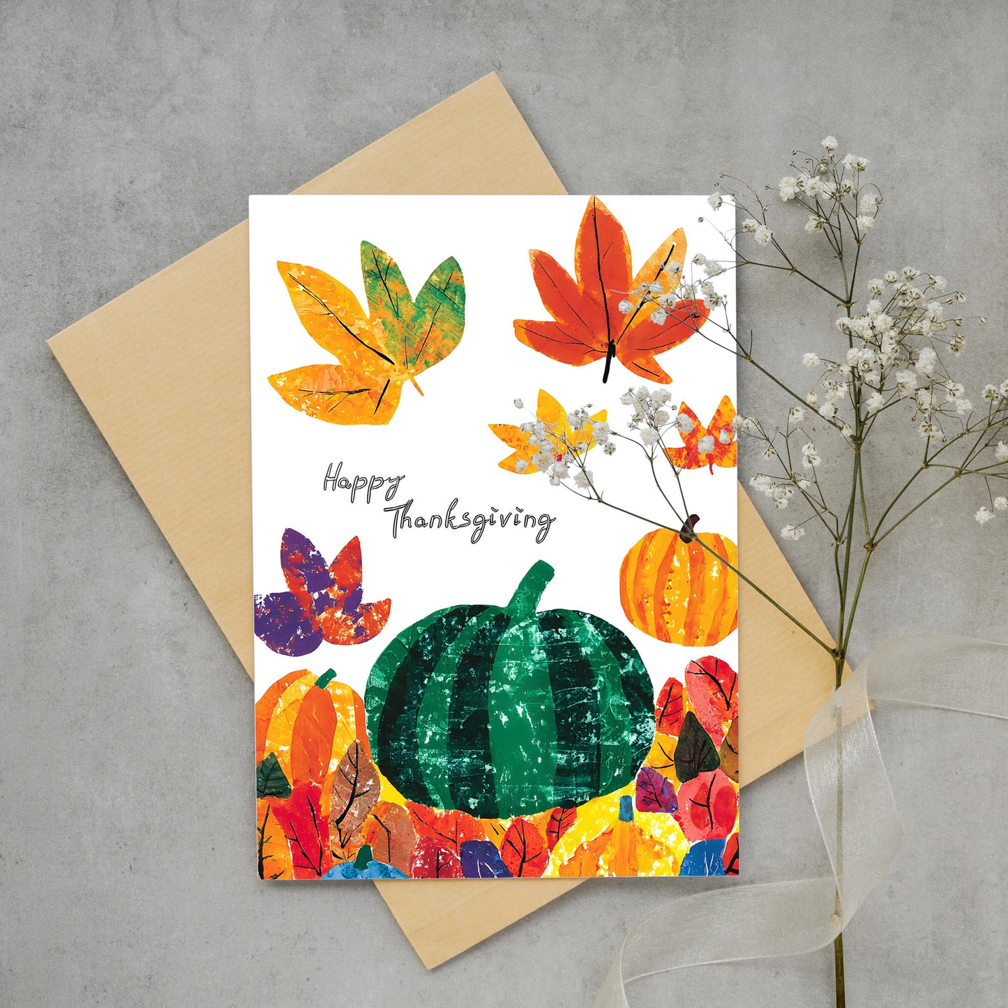 Thanksgiving Digital Card | George Miller Art | Colorful Autumn Leaves | Instant Download