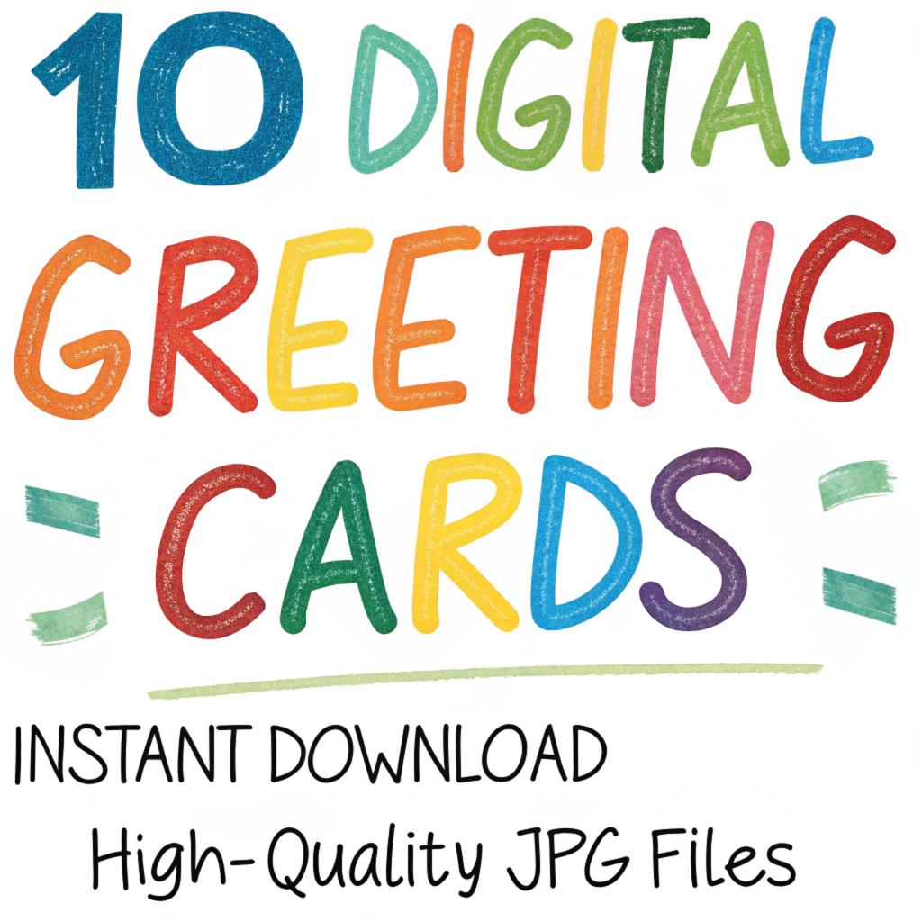 10 Christmas Cards Digital Download | Festive Art by George Miller | 10 Colorful Holiday Greetings | Instant Printable