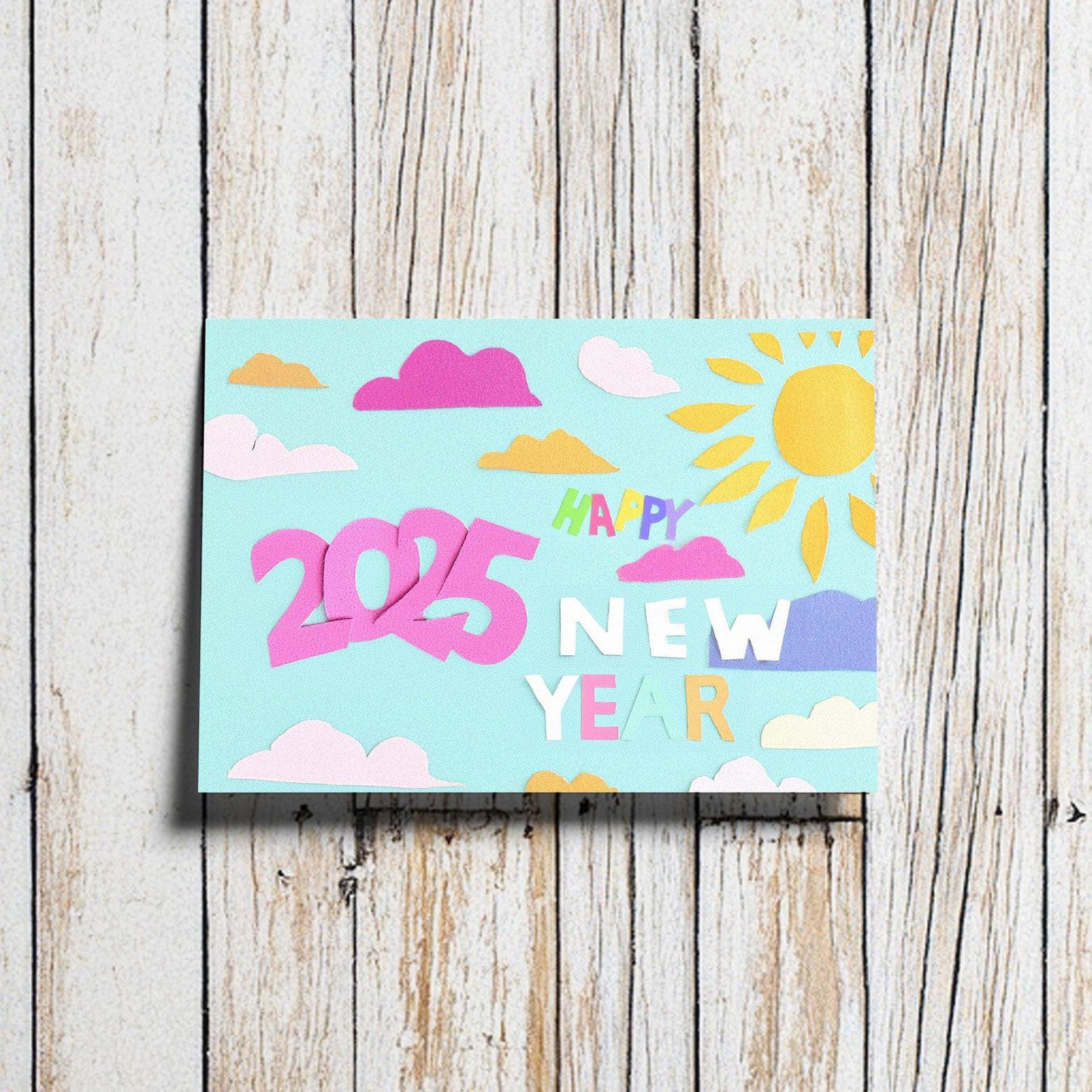 10 Colorful New Year Cards Digital Download | Modern Typography 2025 | Artistic 2025 Digital Greetings | Unique 2025 Greeting Cards