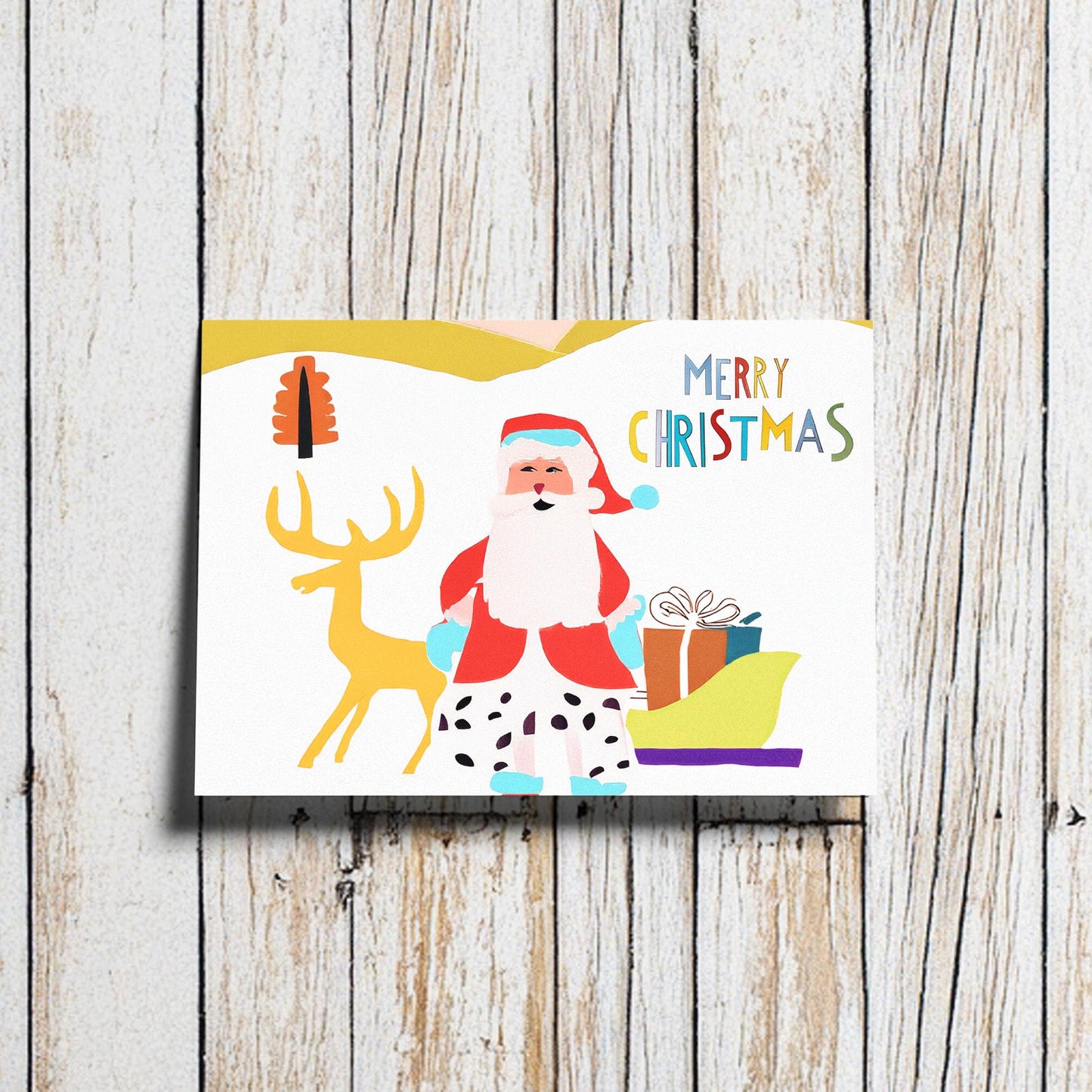 Modern Santa Claus Christmas Cards | Colorful Holiday Designs | Digital Download