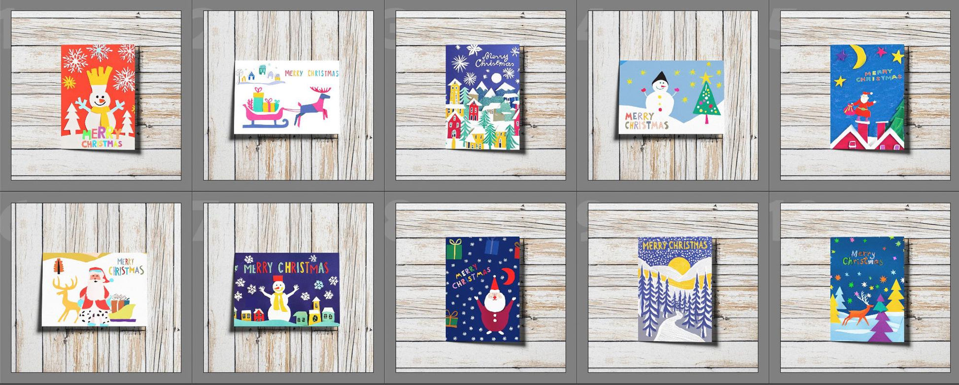 Bright and Merry Christmas Card Pack | Modern Holiday Art | Digital Download